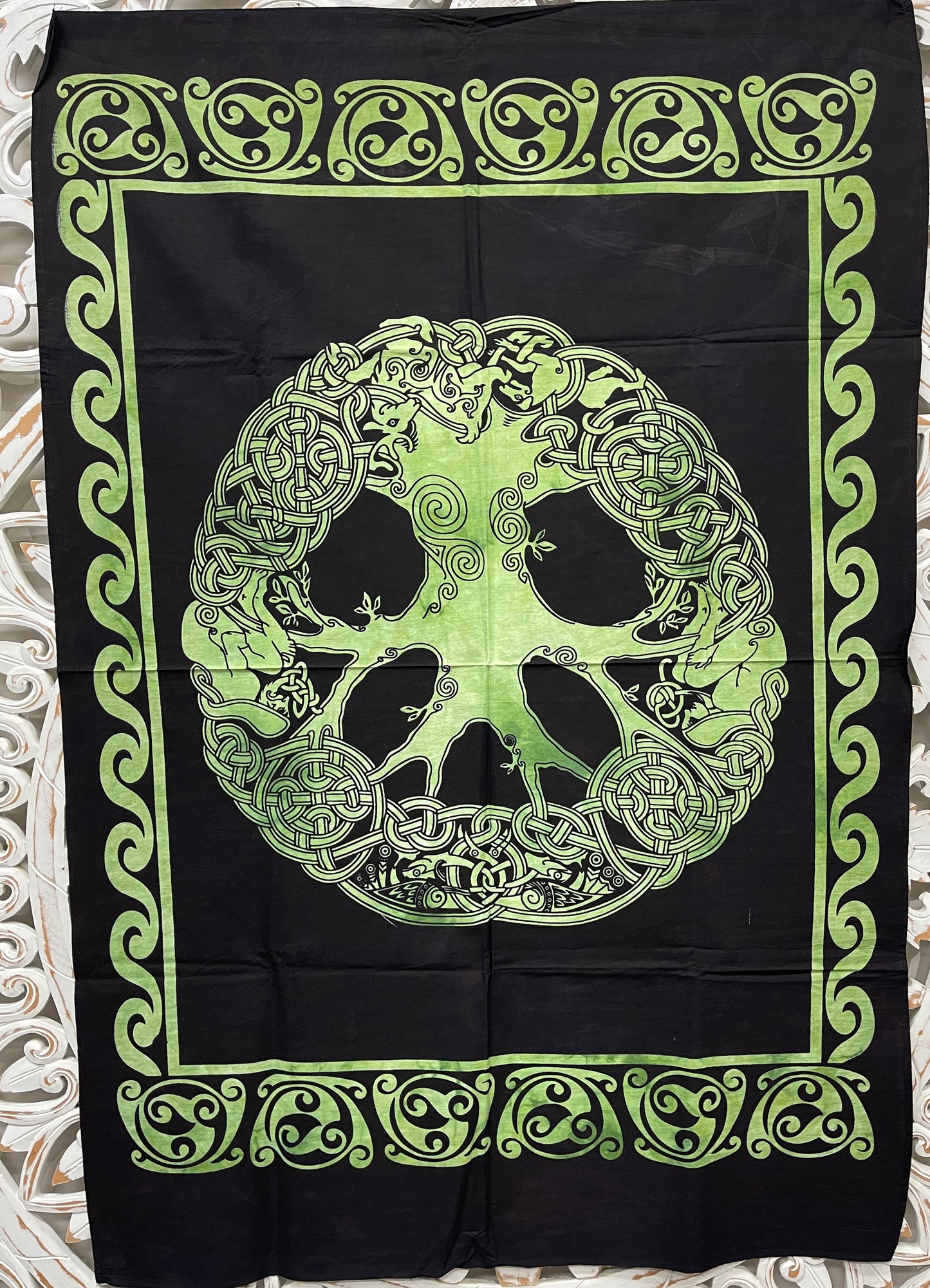 Hand printed Fabric Posters Mini Celtic Knot Tree Tapestries - Available in 5 colors