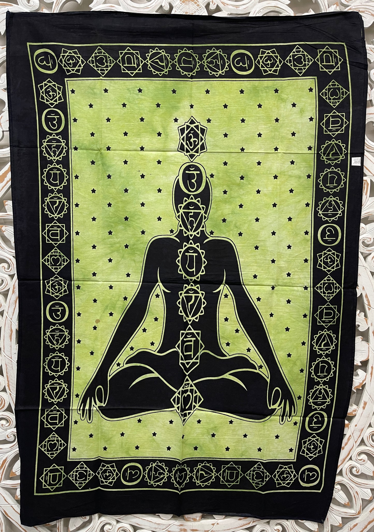 Hand printed Fabric Posters Mini Chakra Meditation Tapestries Wall Hanging - Available in 5 Colors