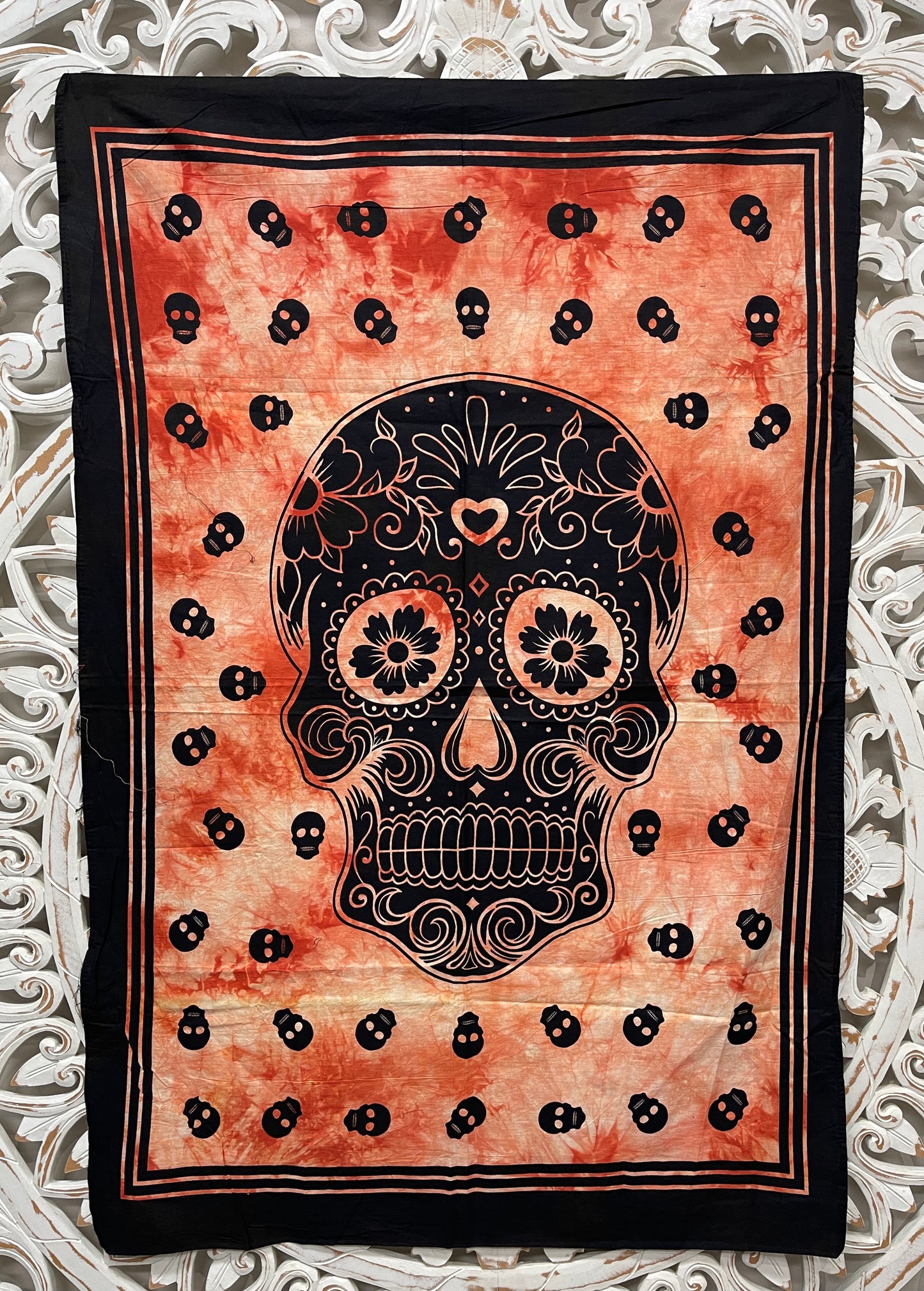 Hand printed Fabric Posters Mini Day of the Dead Skull Tapestries - Available in 3 Colors
