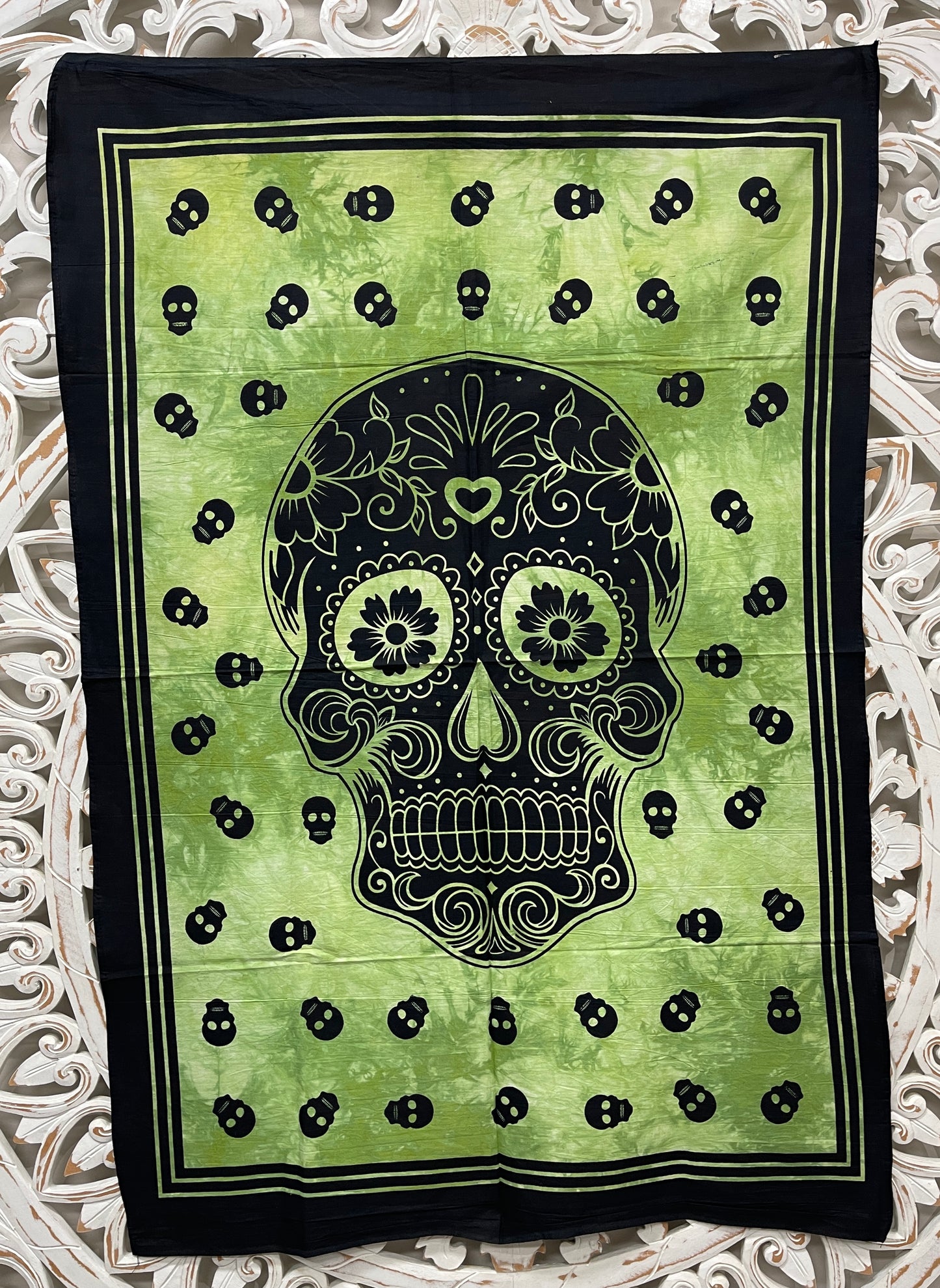 Hand printed Fabric Posters Mini Day of the Dead Skull Tapestries - Available in 3 Colors