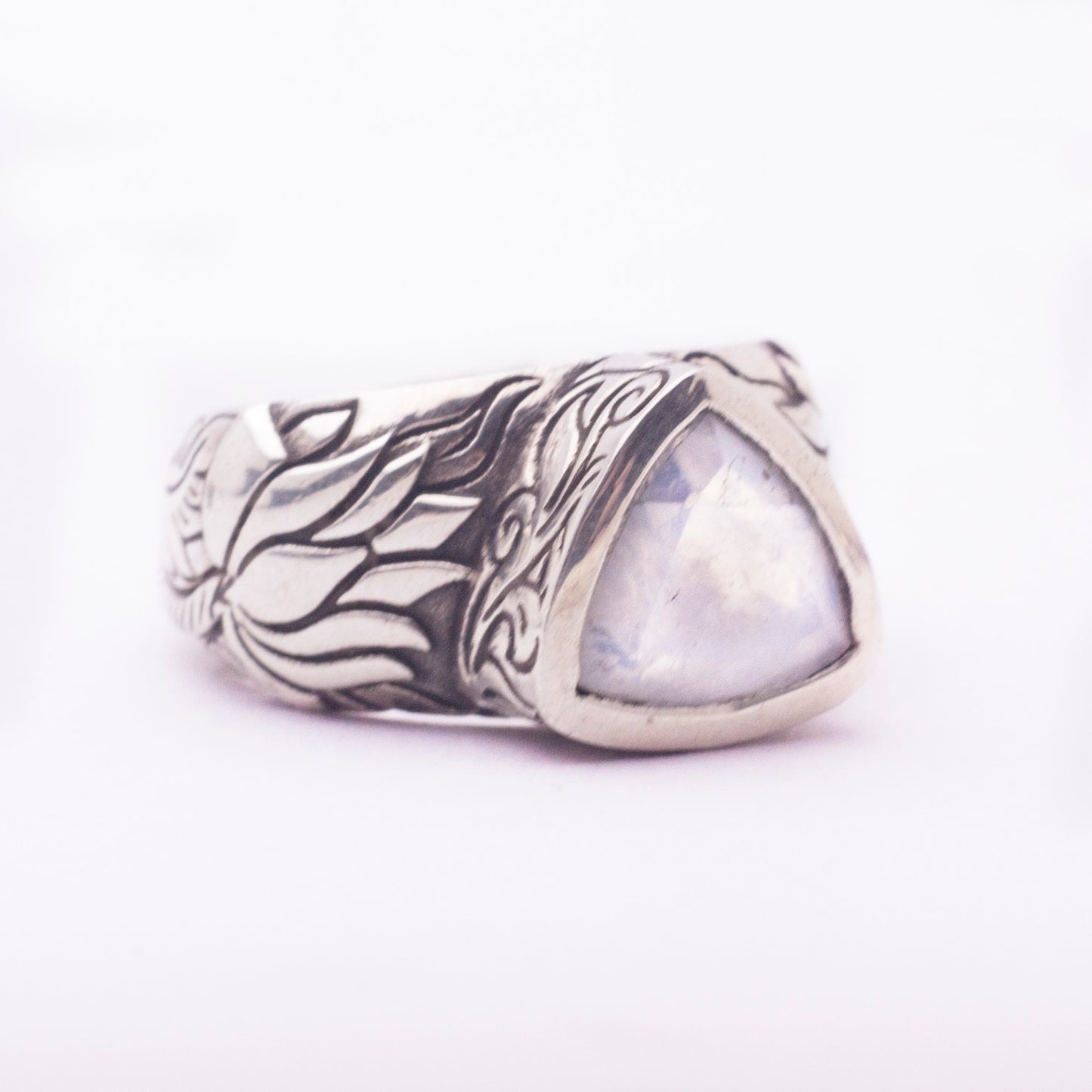 Sterling Silver Hand Carved Lotus Flower Rings