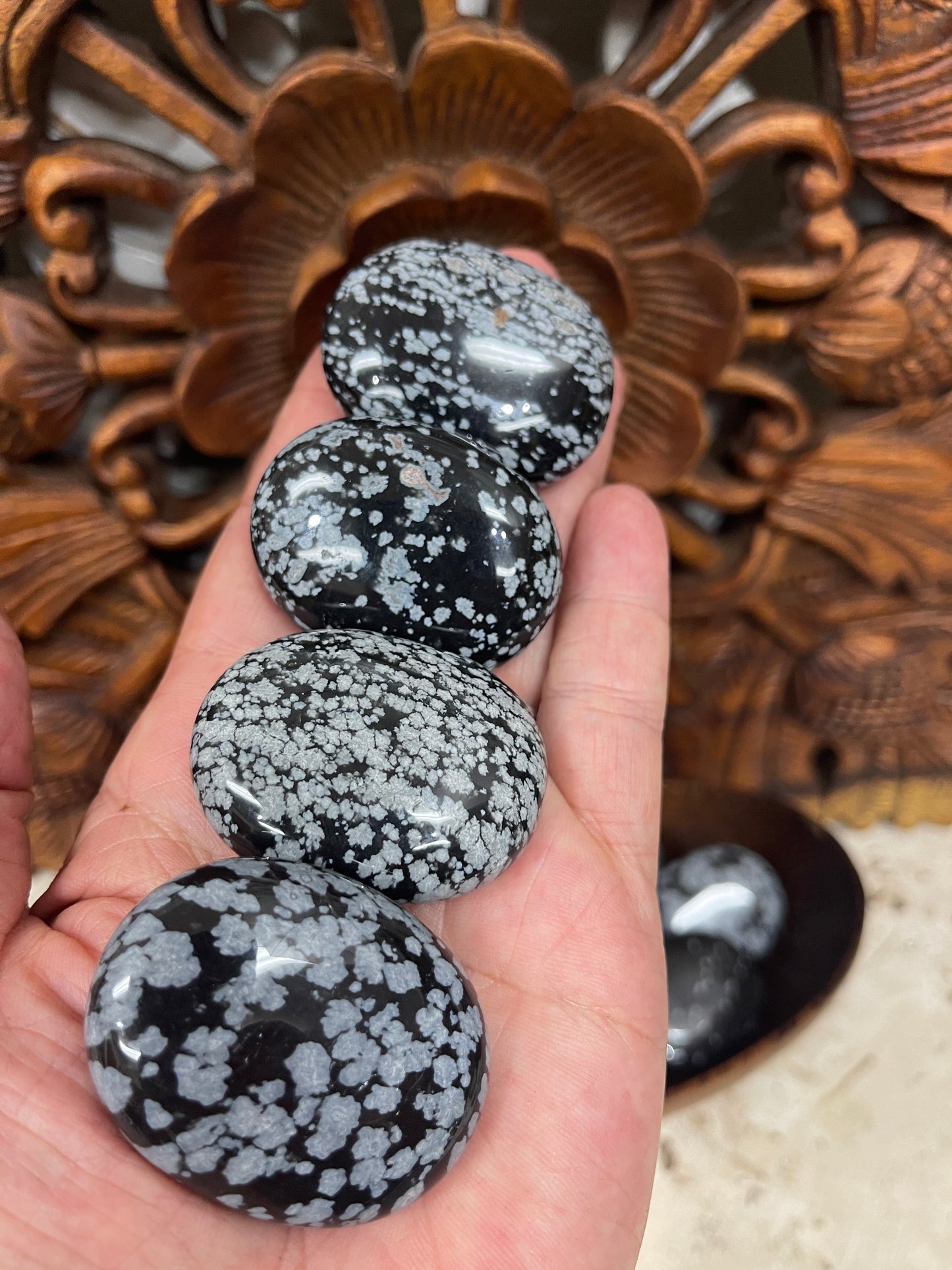Snowflake Obsidian Palm Stones & Worry Stones