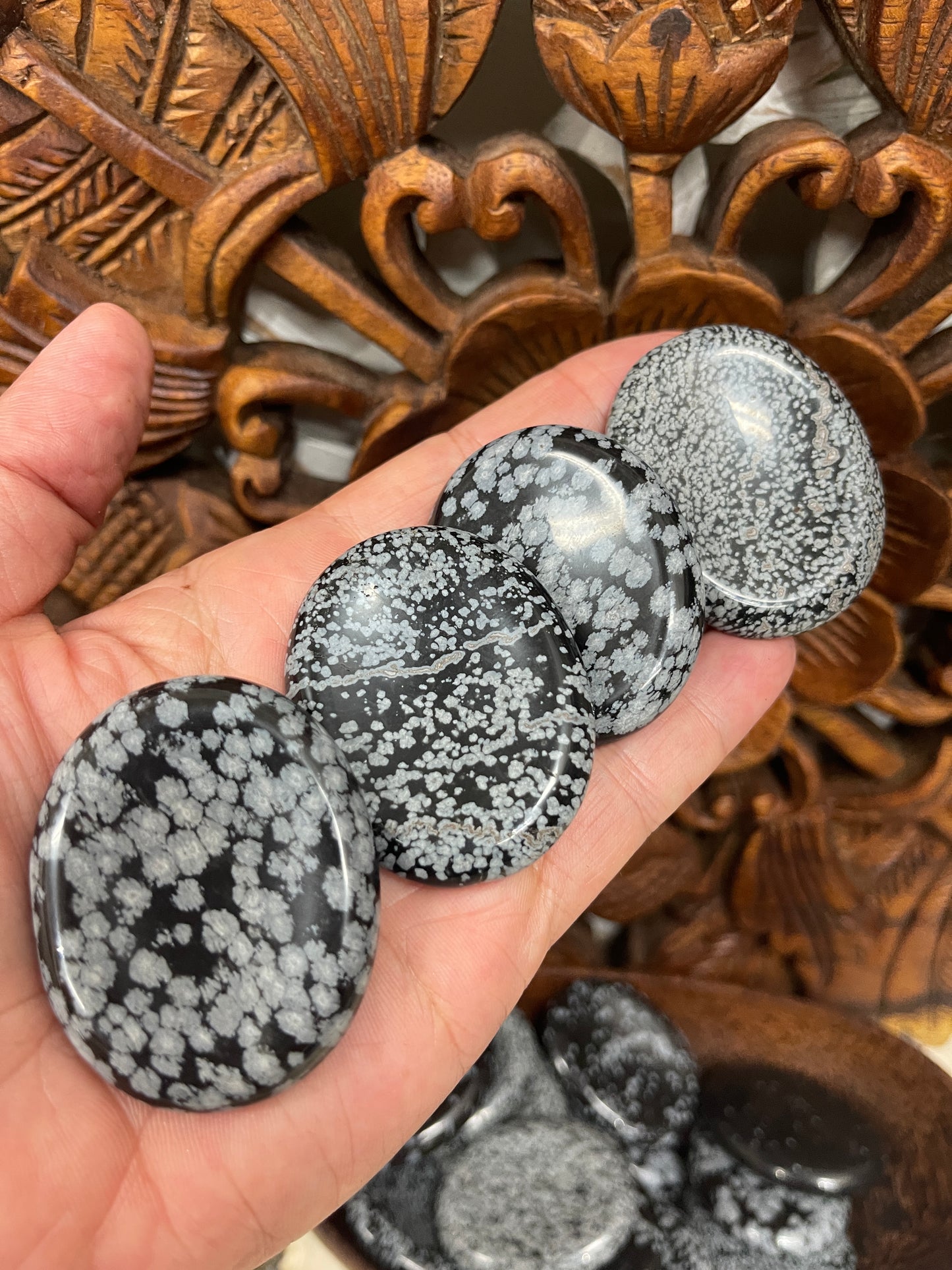 Snowflake Obsidian Palm Stones & Worry Stones