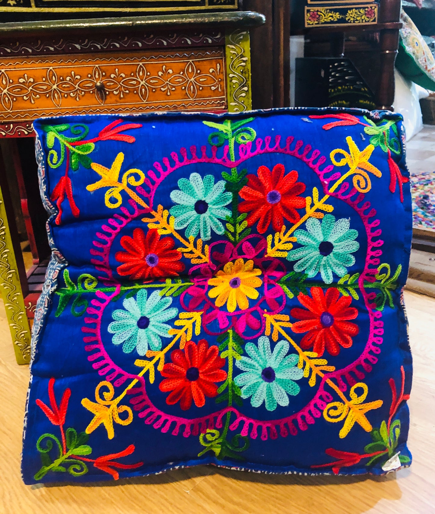 Square Embroidered Mandala Rajasthani Floor Pillows