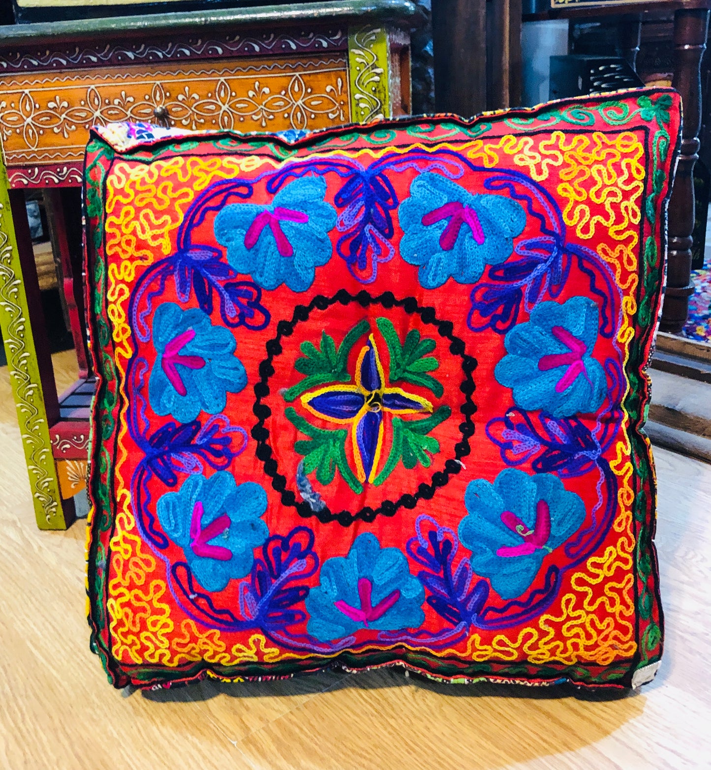 Square Embroidered Mandala Rajasthani Floor Pillows