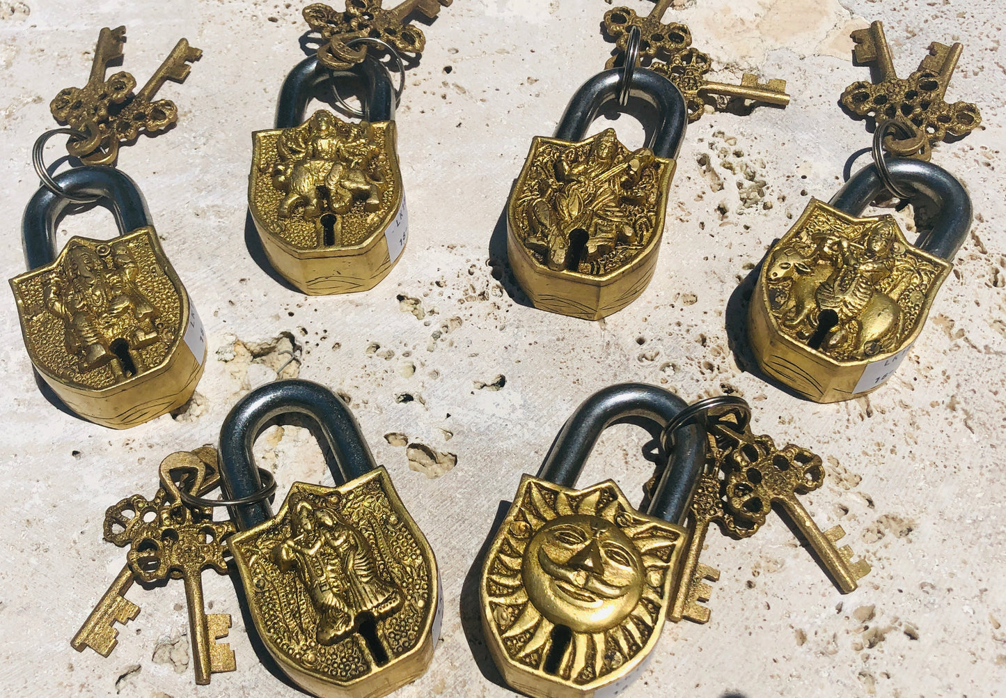 Small Indian Brass Deity Locks - 6 Designs