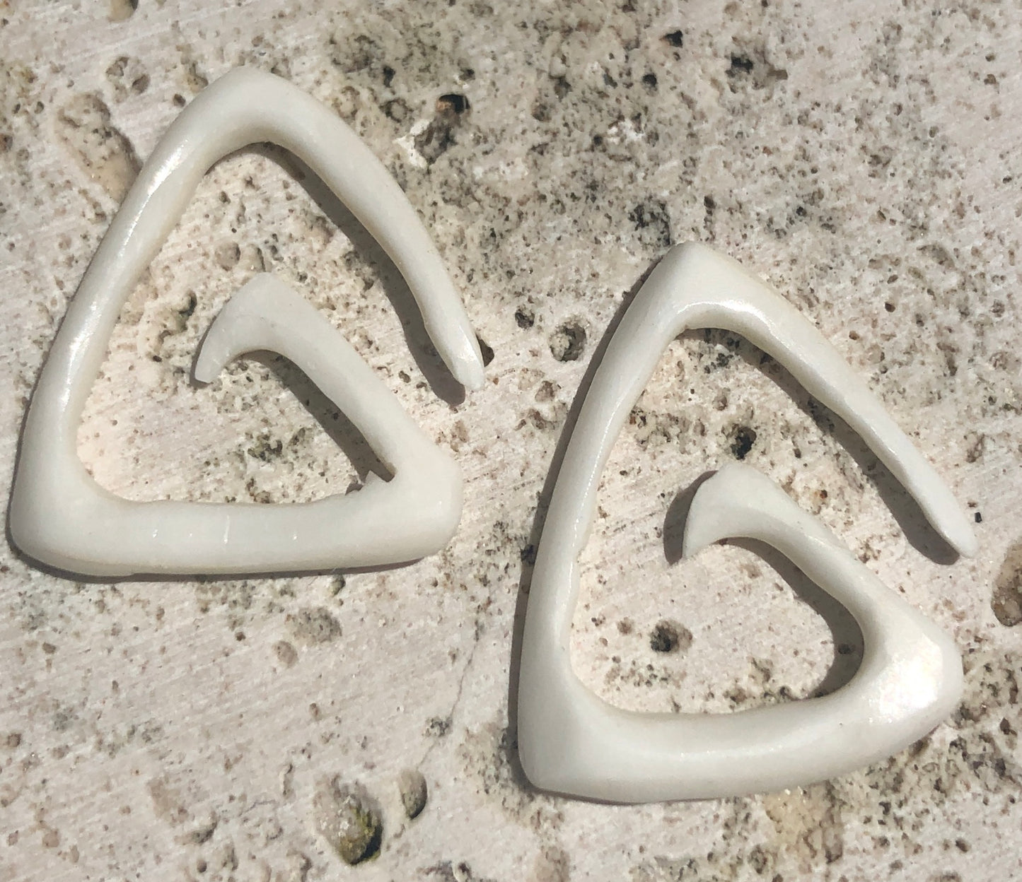 Triangle Spiral Bone Gauged Earrings - 8 gauge