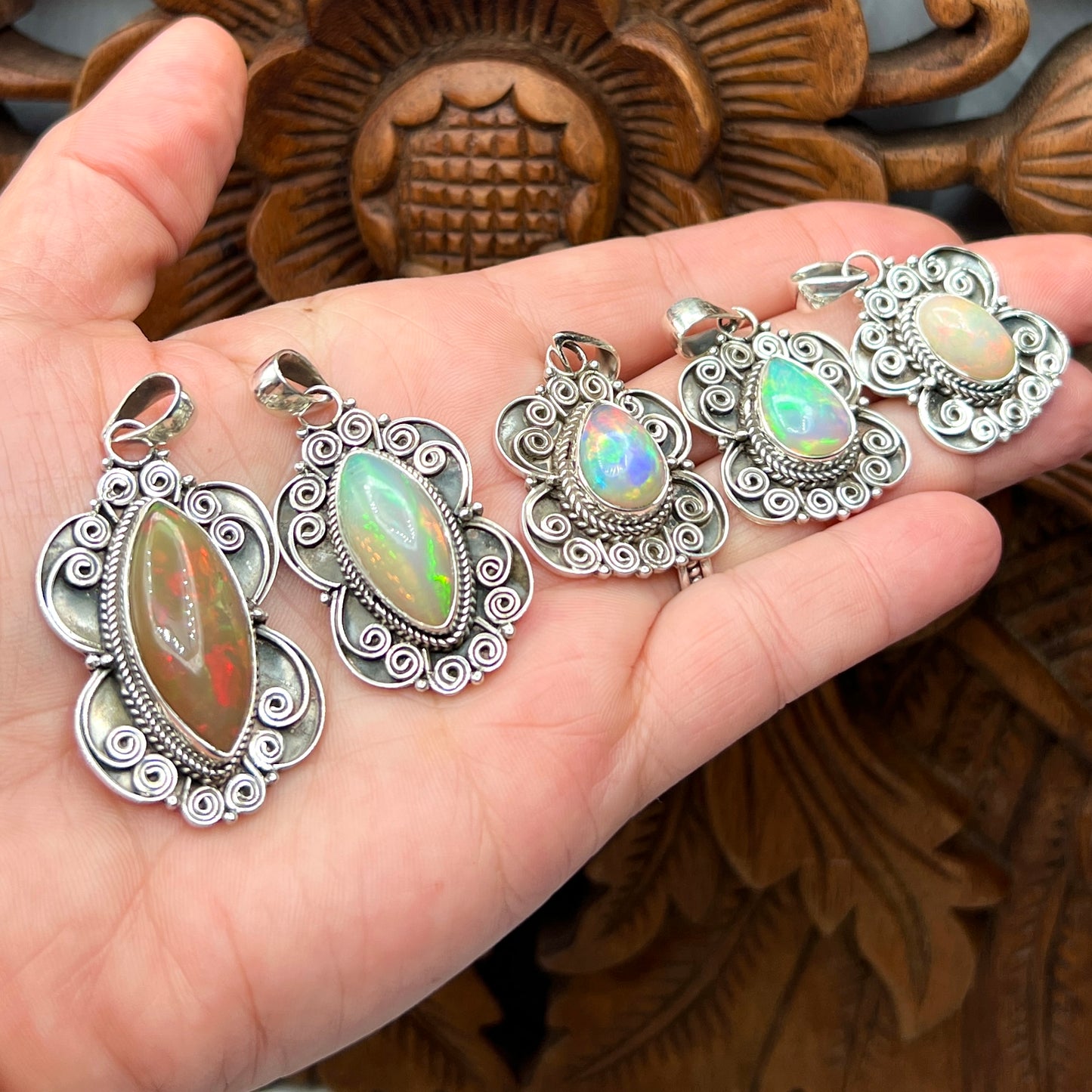 Rare Large Stone Ethiopian Opal Pendants