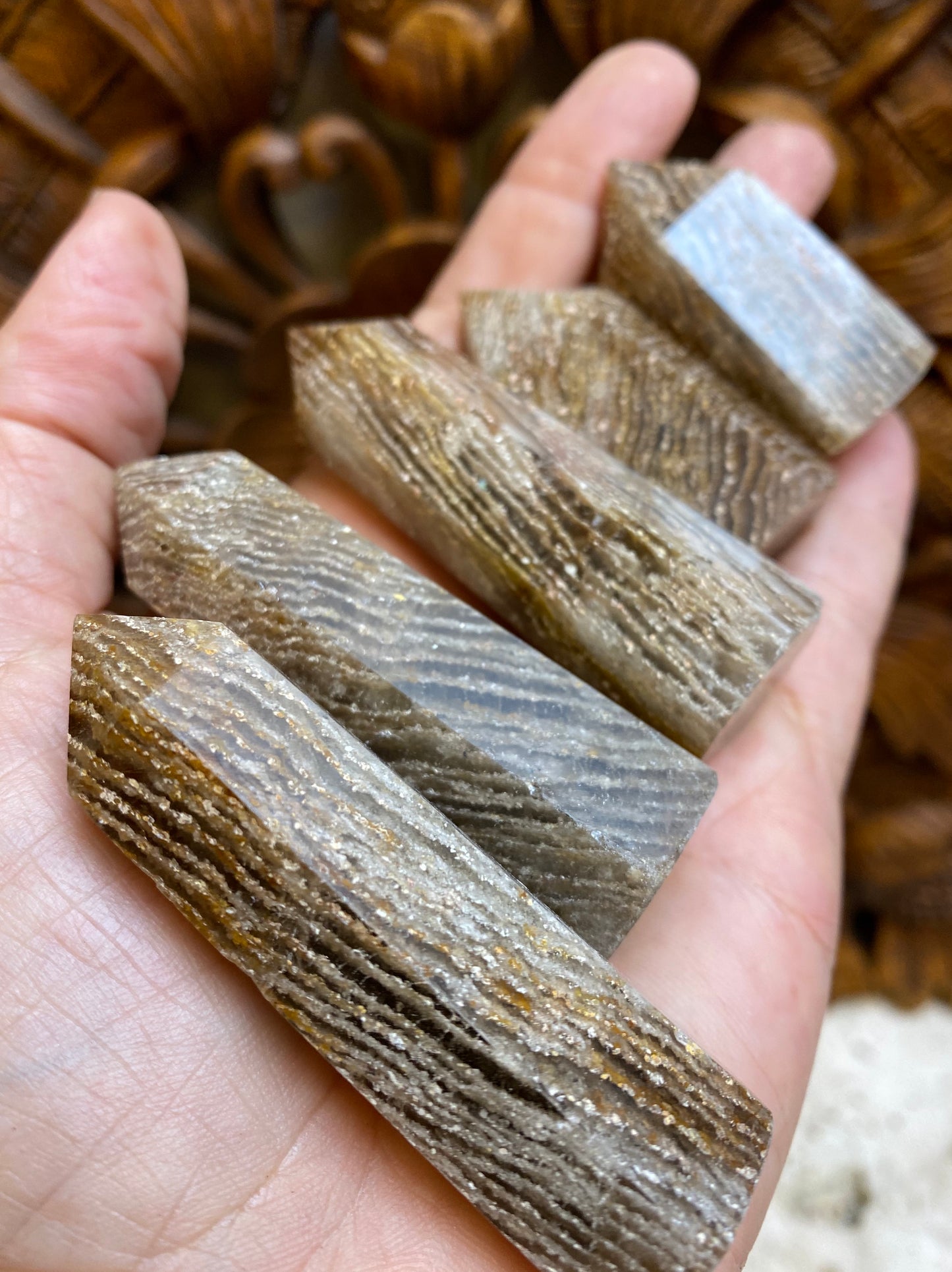 Shamans Quartz Base Cut Quartz Crystal points with Volcanic Ash Inclusions
