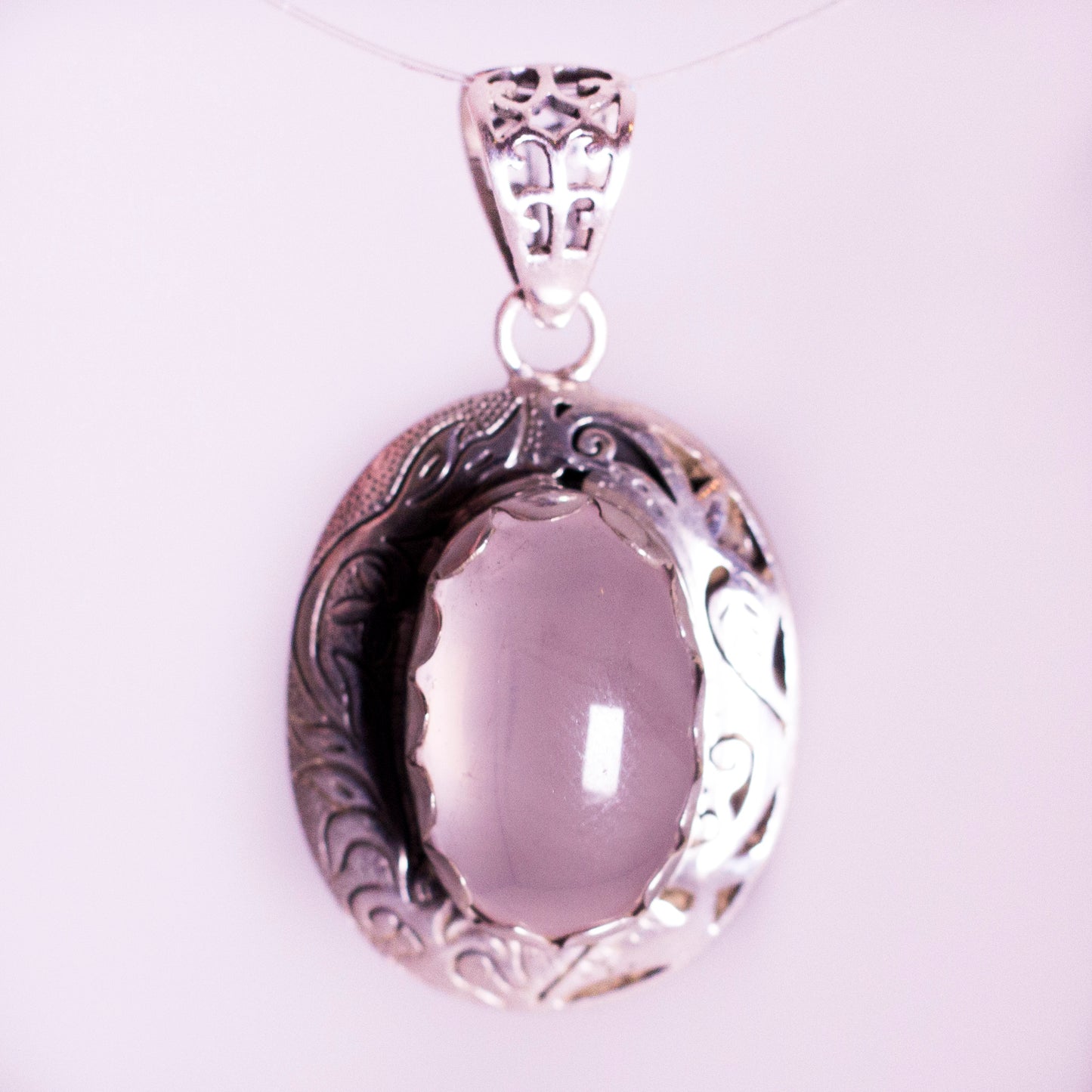 Sterling Silver Hand Etched Pendant - Available in 11 Stones