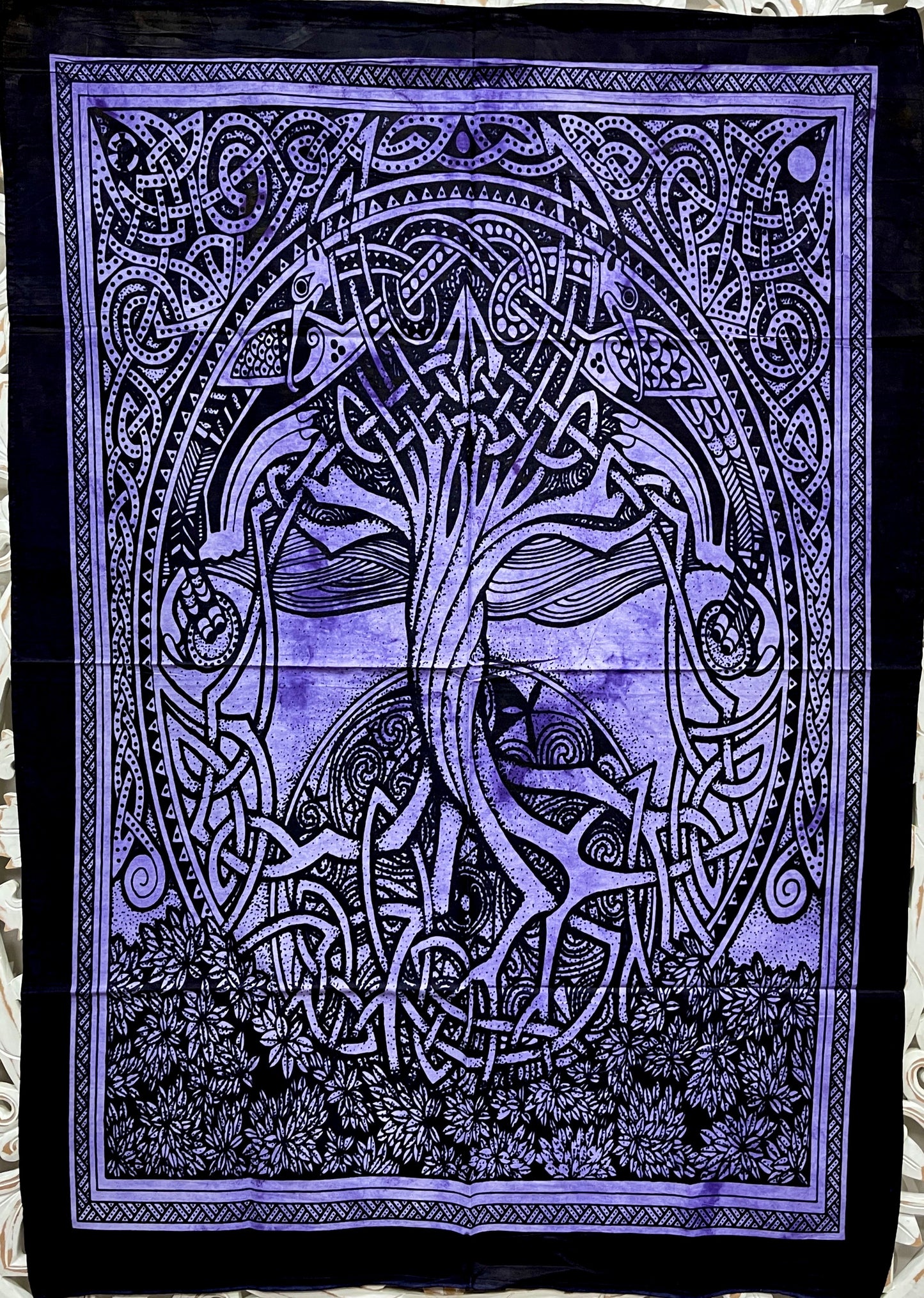 Hand printed Mini Celtic Knot Tree of life Tapestries Wall Hangings - Available in 6 colors