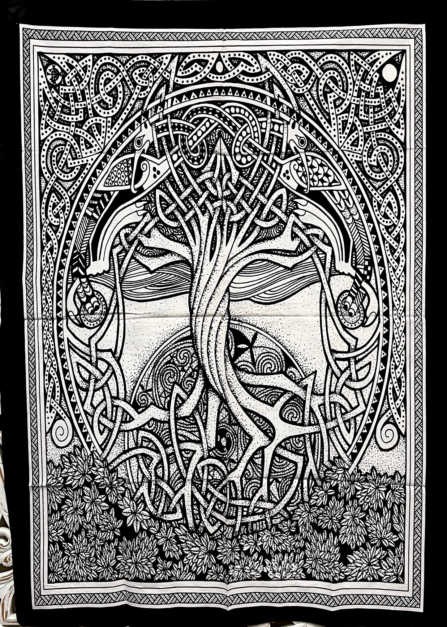 Hand printed Mini Celtic Knot Tree of life Tapestries Wall Hangings - Available in 6 colors