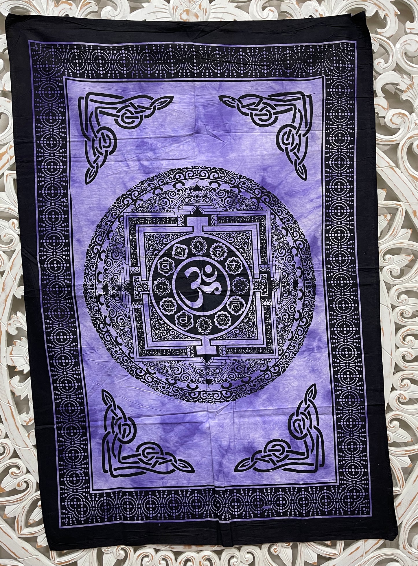 Hand printed Fabric Poster Mini Om Mandala Tapestries Wall Hangings | 5 Colors