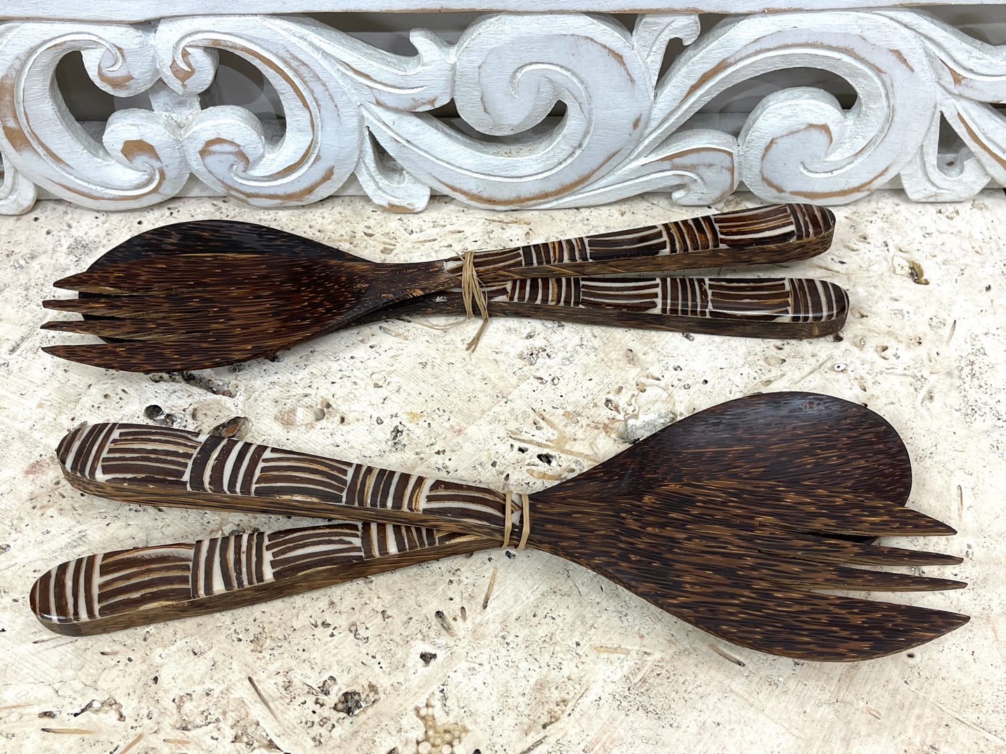 Inlaid Coconut Shell Serving Set