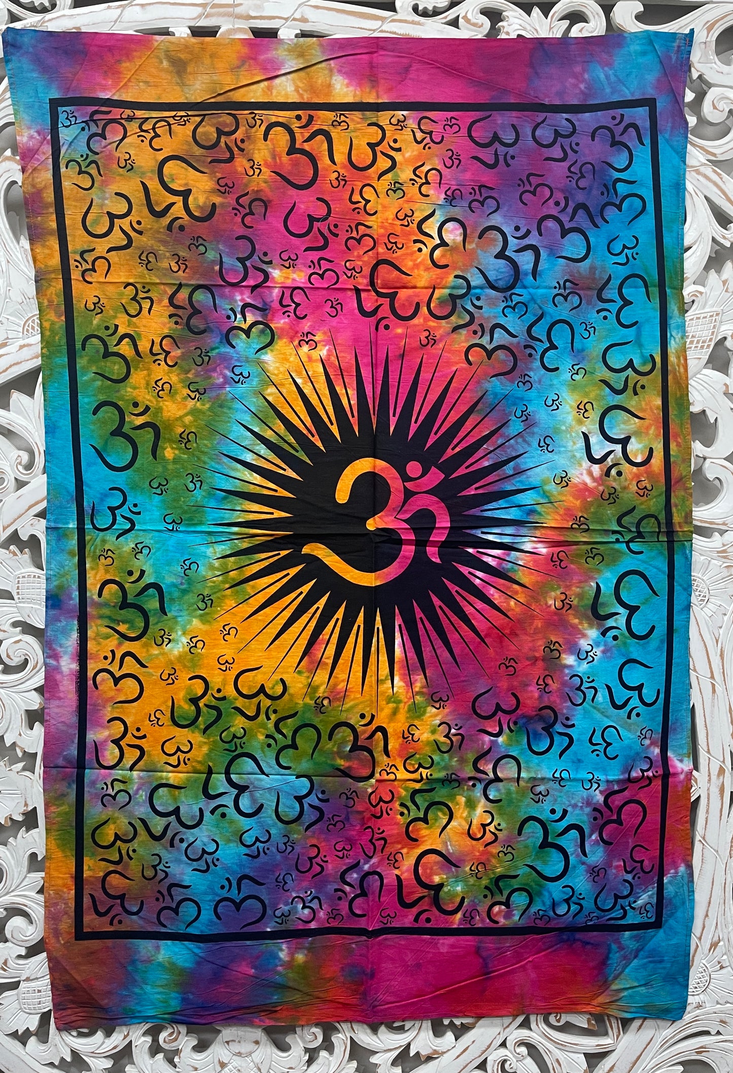 Hand printed Fabric Poster Om Burst Tapestries Wall Hangings - 5 colors