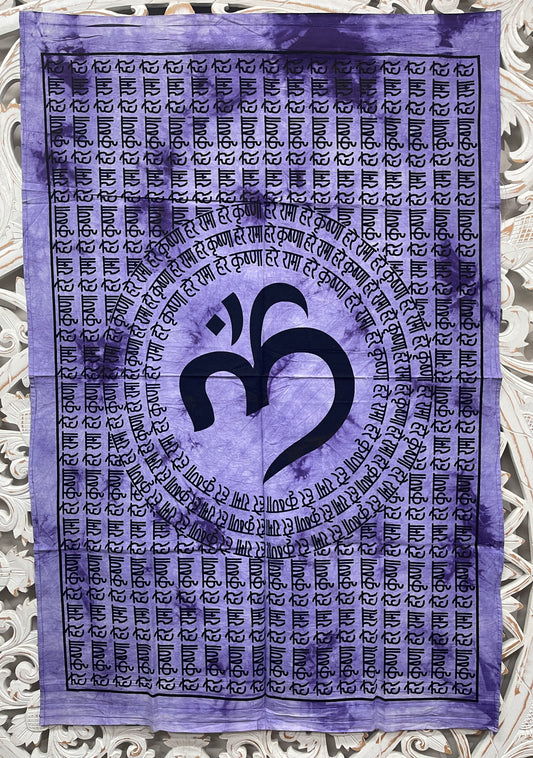 Hand printed Fabric Poster Om Mantra Tapestries Wall Hangings - 4 colors