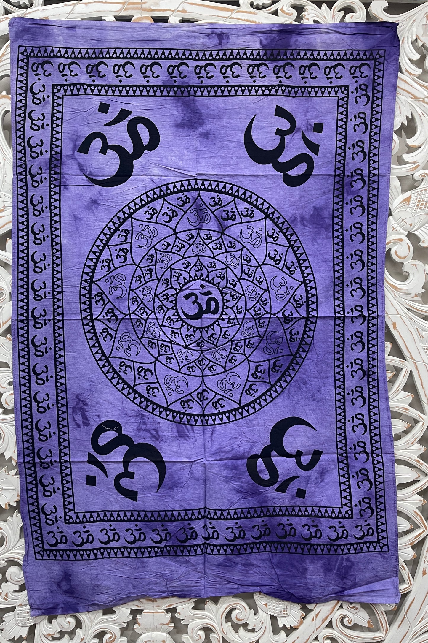 Hand printed Fabric Poster Om Mandala Tapestries Wall Hangings - 4 colors
