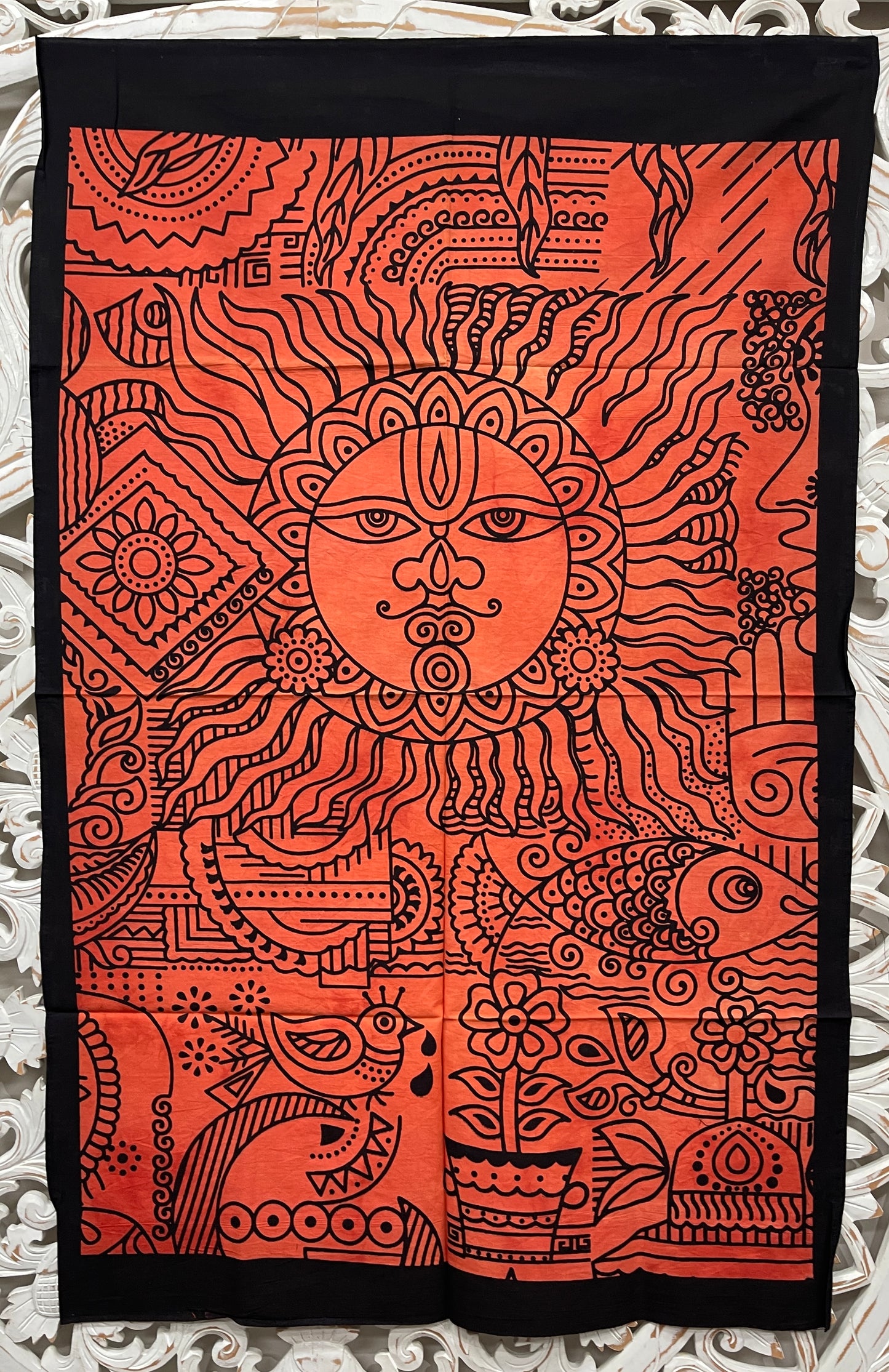 Hand printed Fabric Poster Tribal Sun Tapestries Wall Hangings - 5 colors