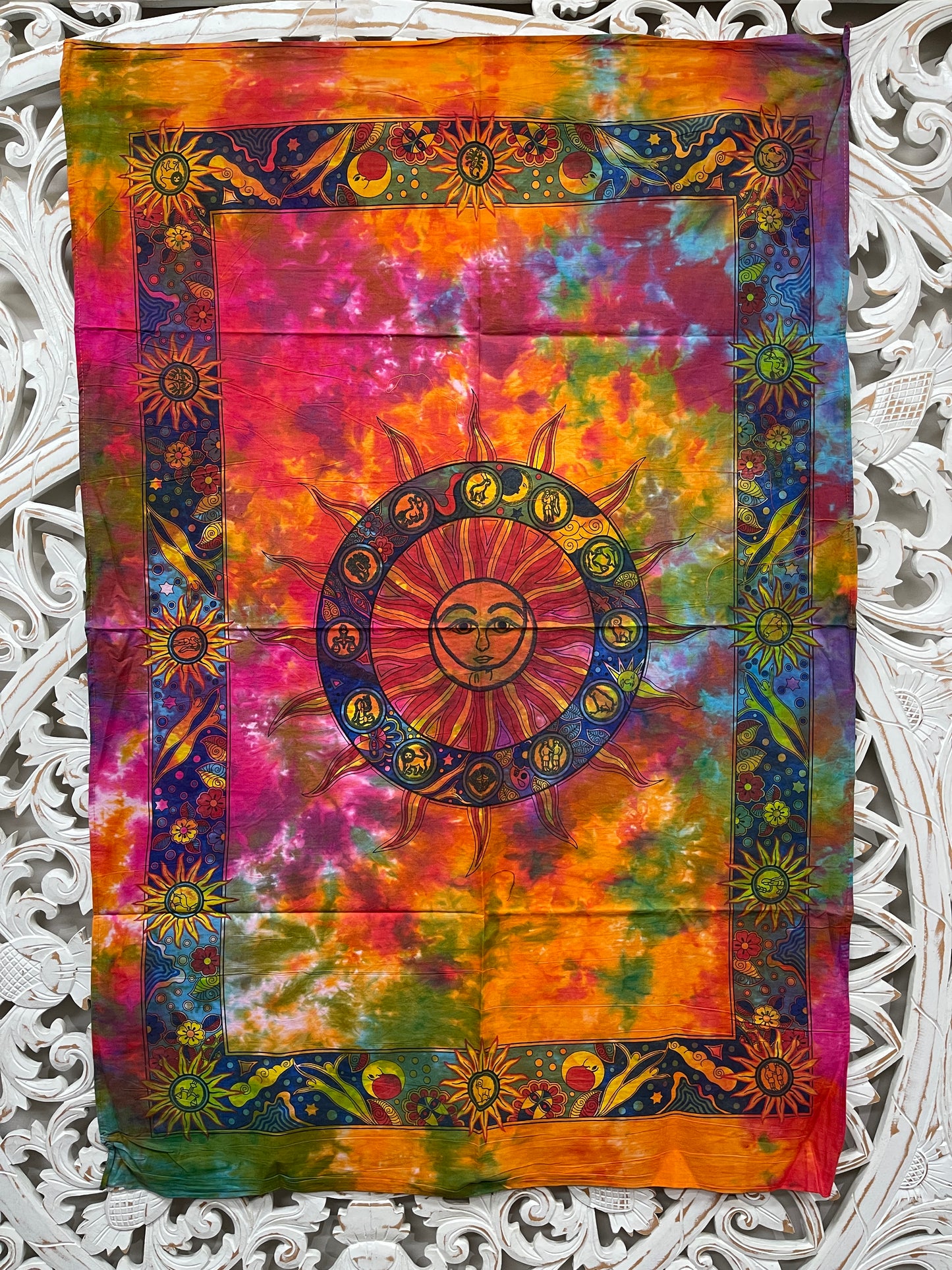 Hand printed Fabric Poster Sun & Astrology Tapestries Wall Hangings - 2 colors