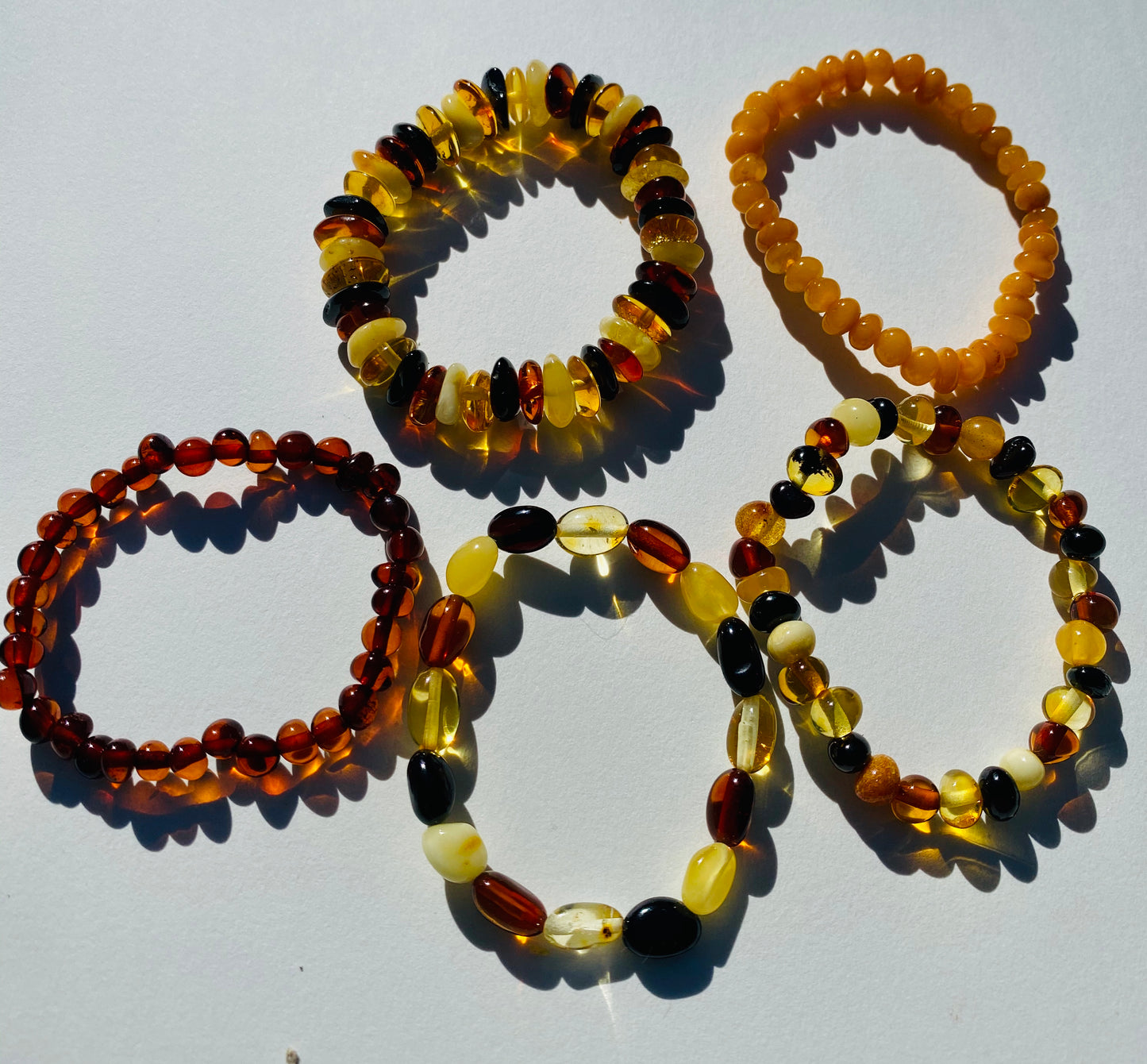 Stretchy Amber Children Bracelets Multi Color Barrel