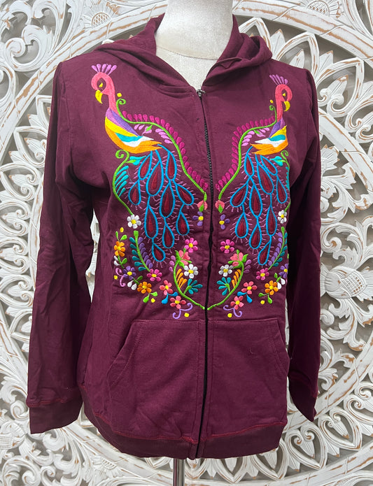 Embroidered Peacock Hoodie | 4 Colors