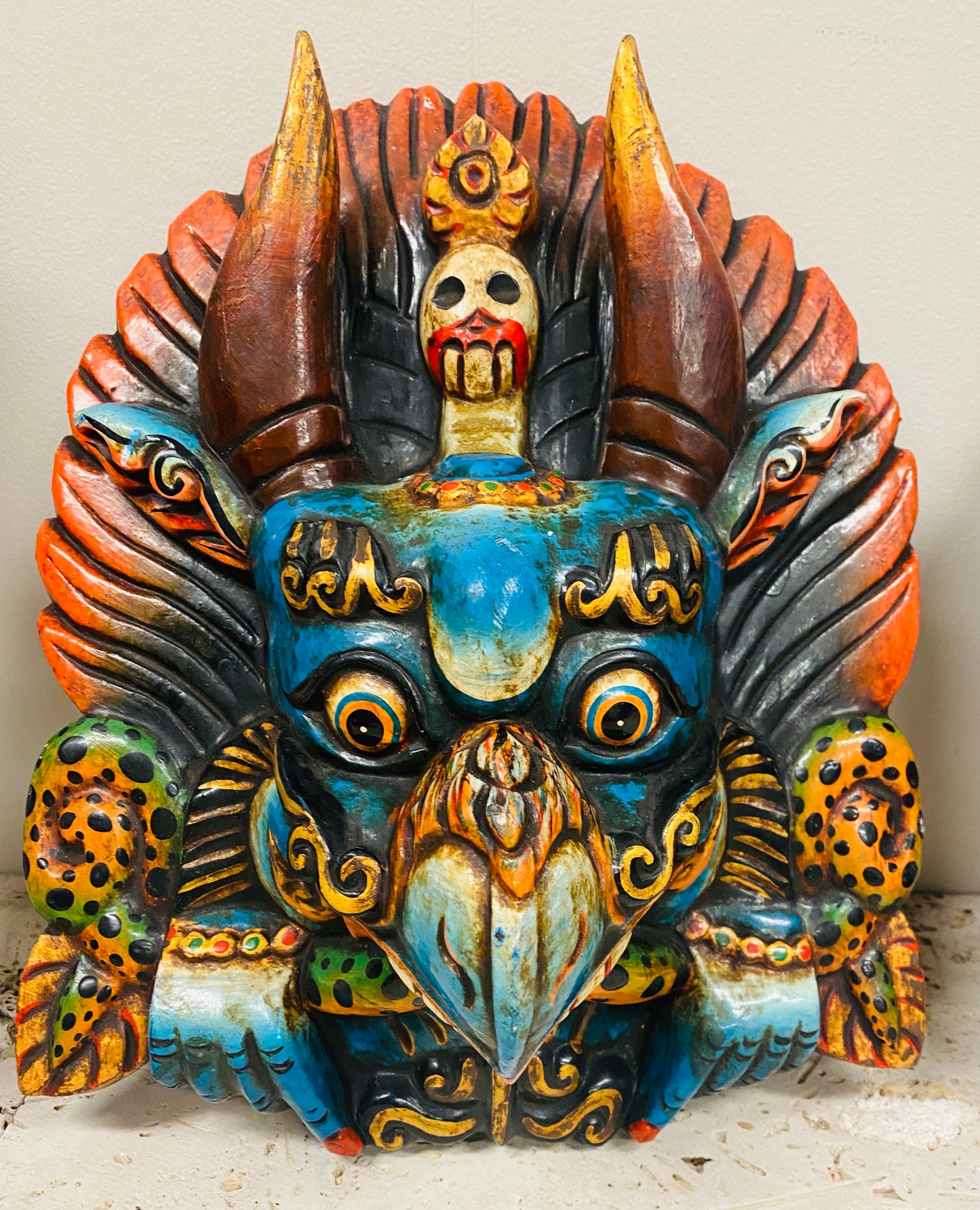 Hand Carved and Painted Garuda Masks from Nepal - Available in 3 Sizes