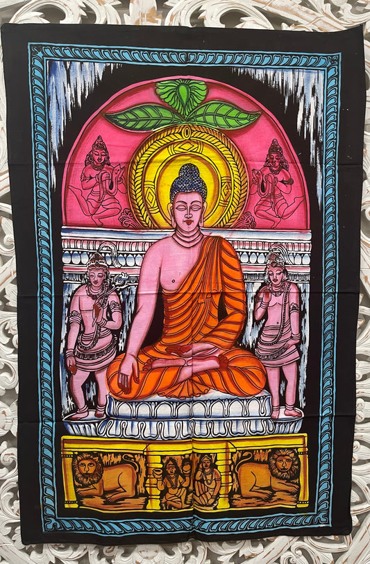 Hand Airbrushed Fabric Posters Buddha Tapestry Wall Hanging