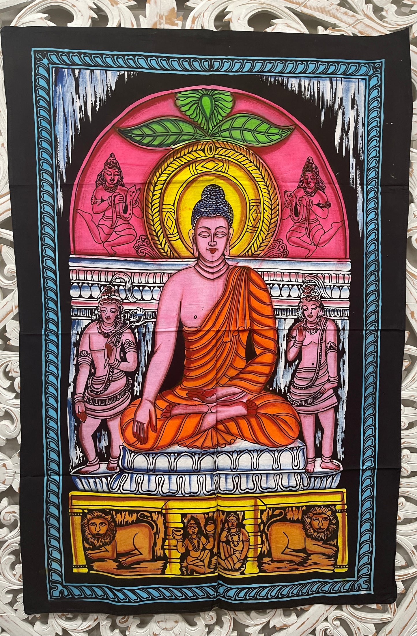 Hand Airbrushed Fabric Posters Buddha Tapestry Wall Hanging