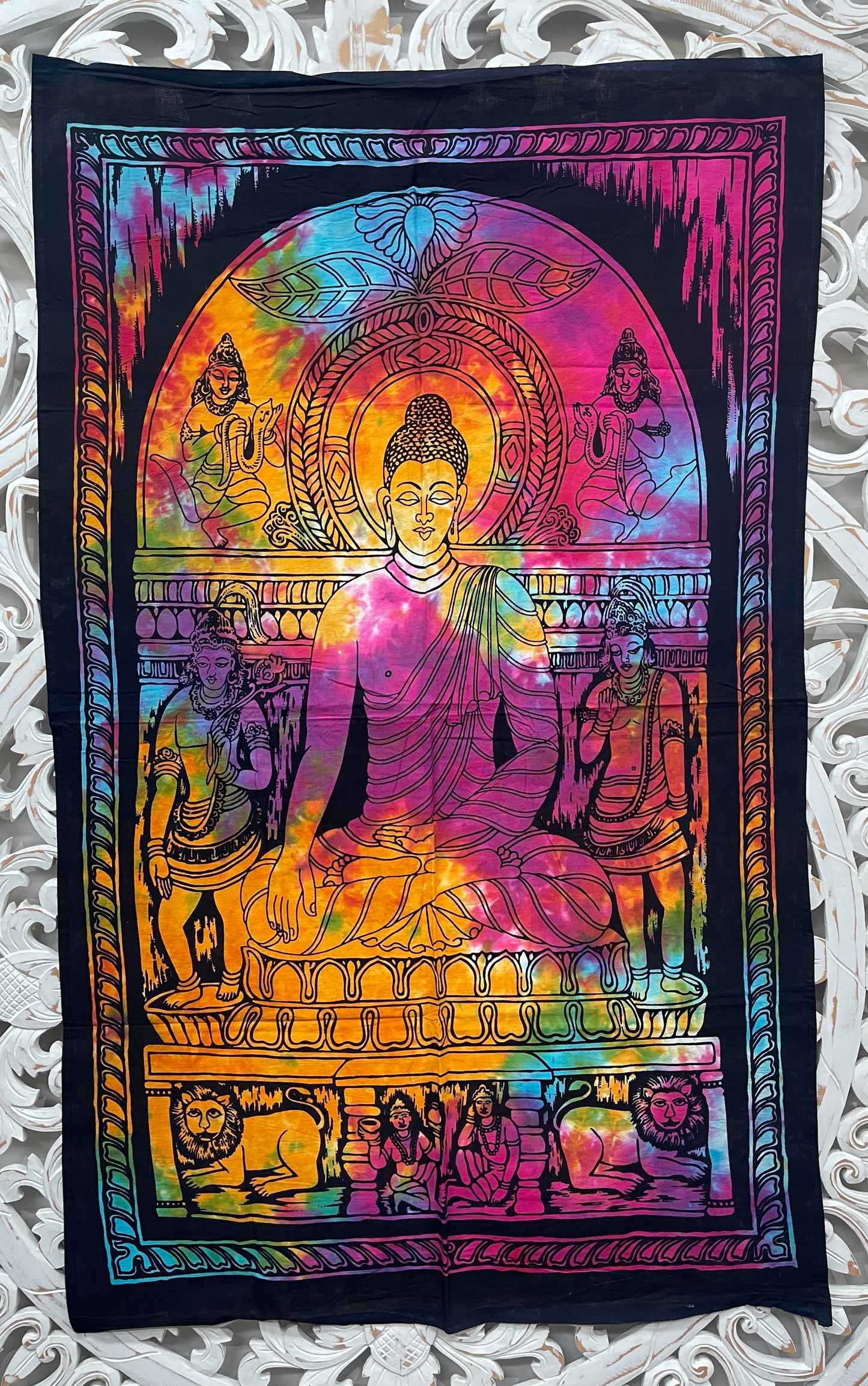 Hand printed Fabric Posters Buddha Tapestry Wall Hanging - Available in 5 Colors