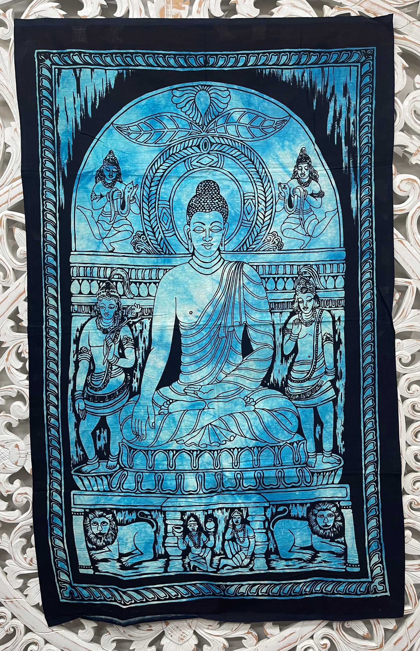 Hand printed Fabric Posters Buddha Tapestry Wall Hanging - Available in 5 Colors