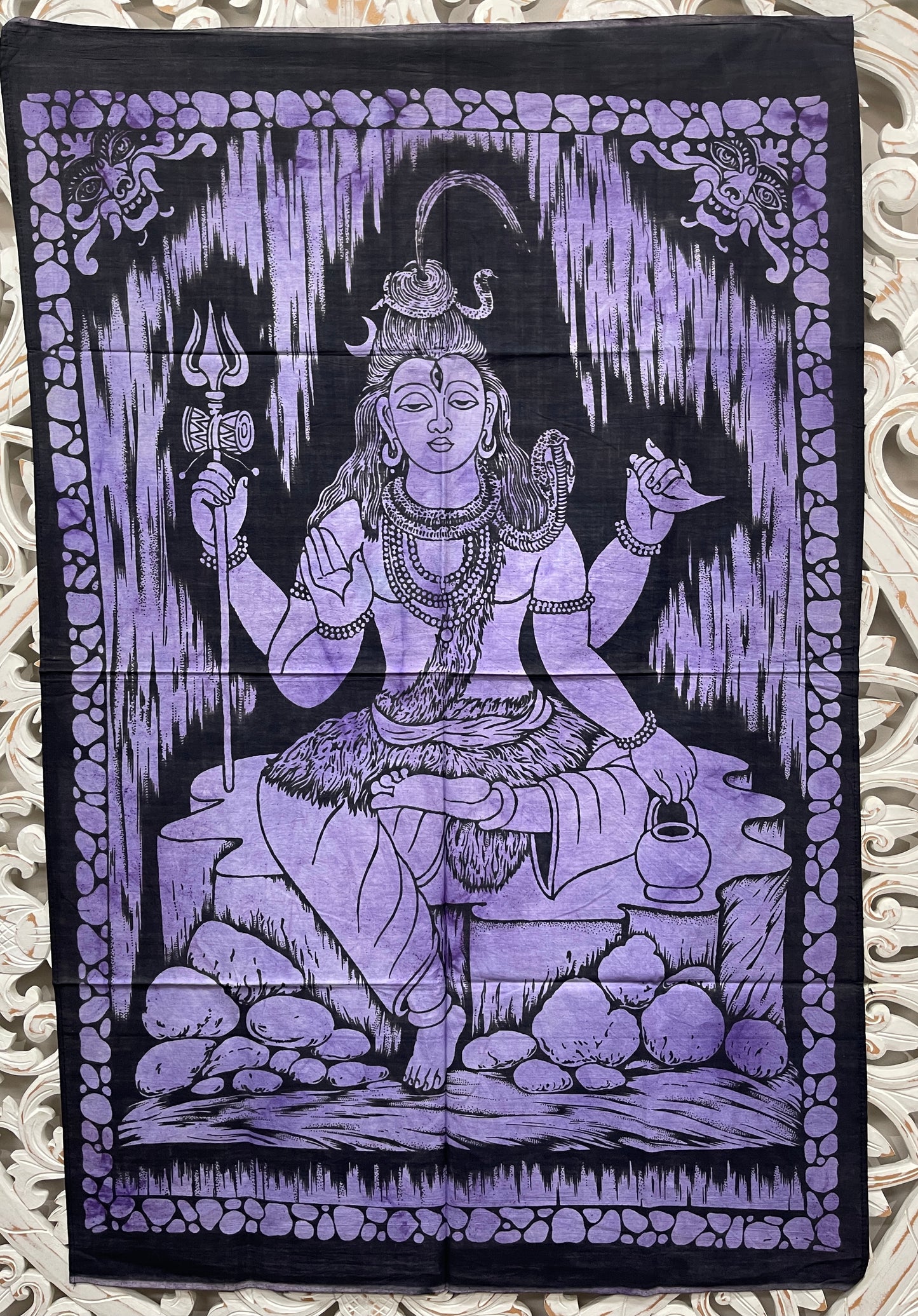 Hand printed Fabric Poster Shiva Tapestries Wall Hangings - 3 colors
