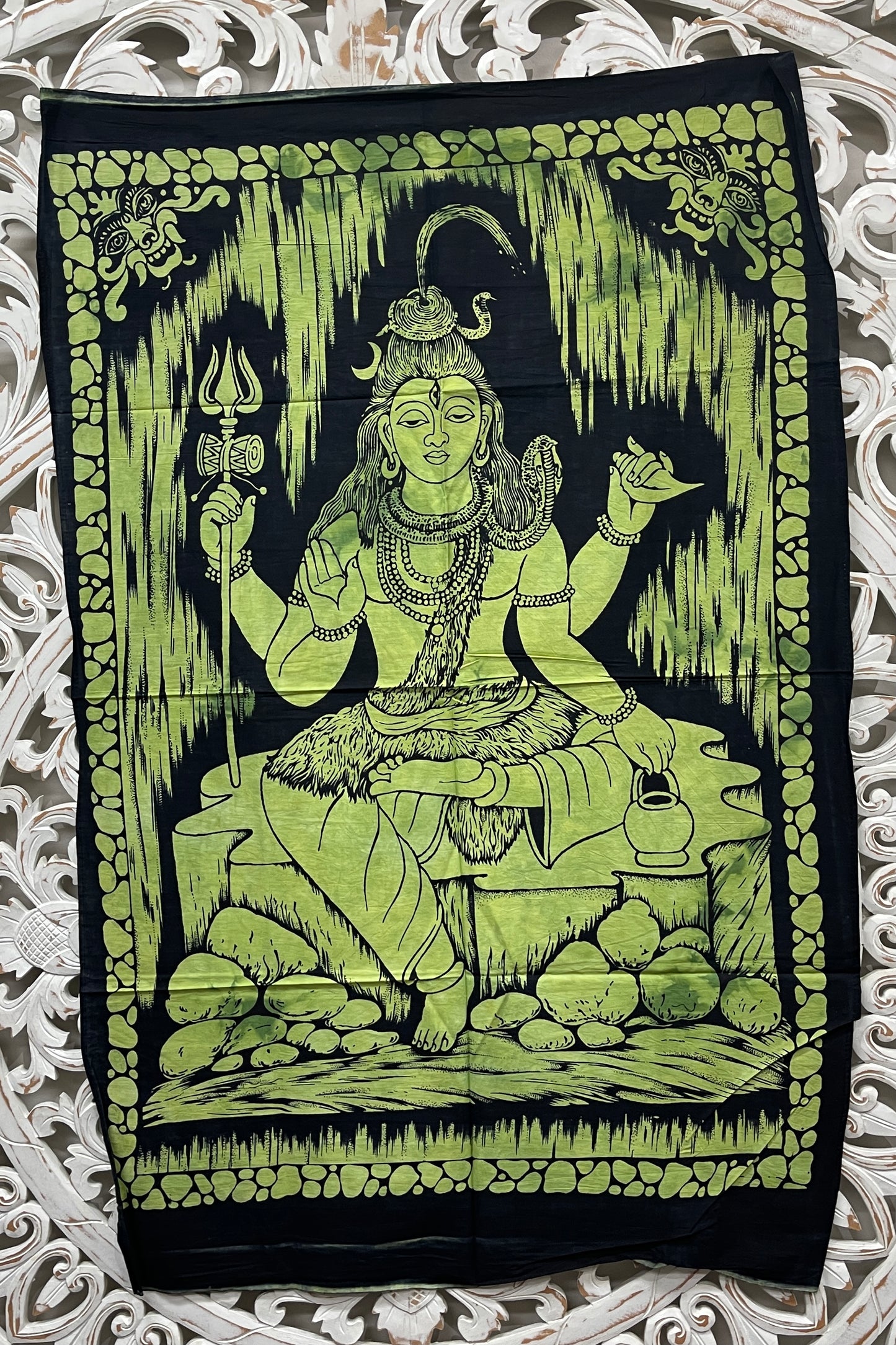 Hand printed Fabric Poster Shiva Tapestries Wall Hangings - 3 colors