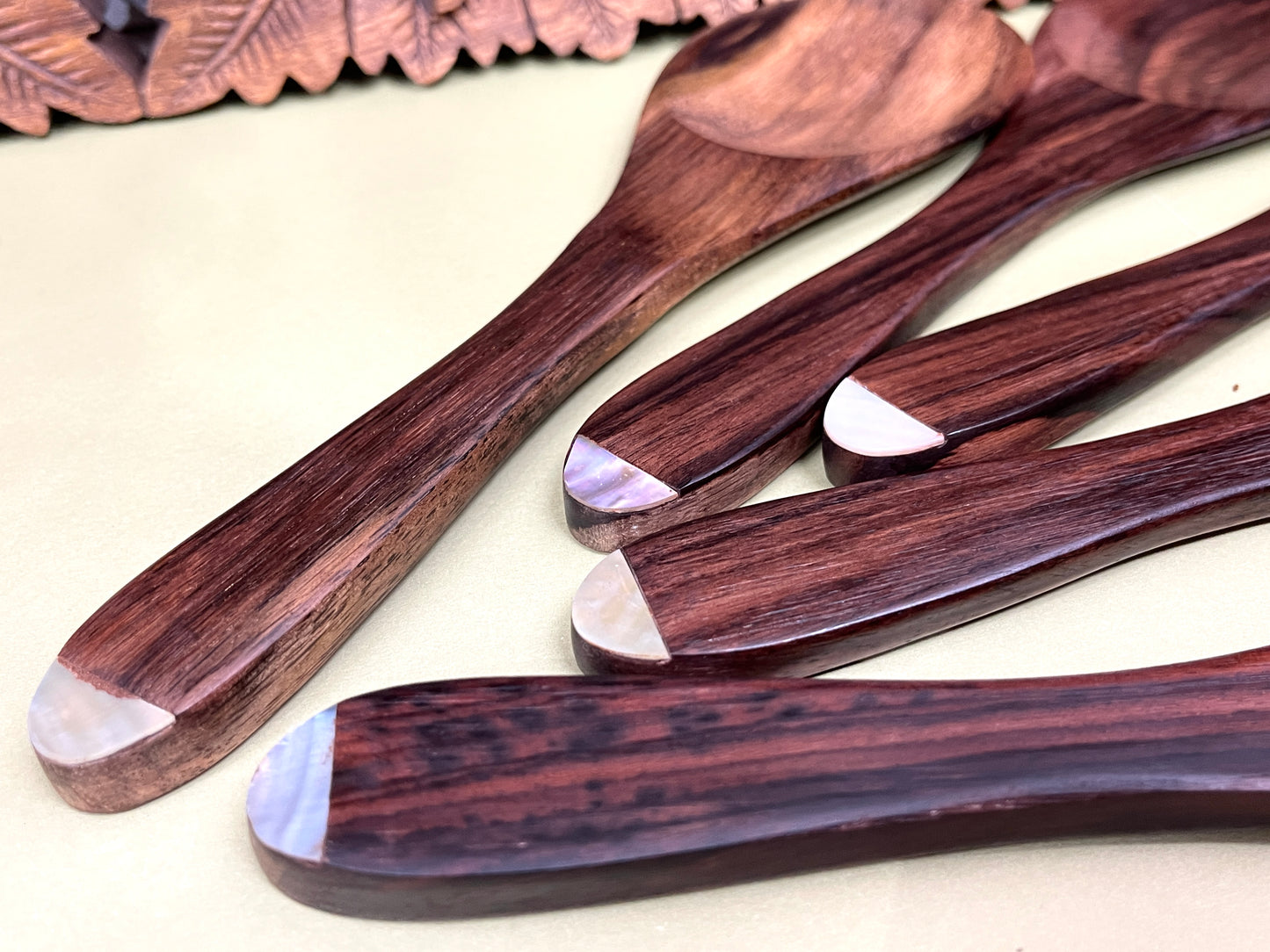 Sono Wood Serving Spoon Shell Inlay