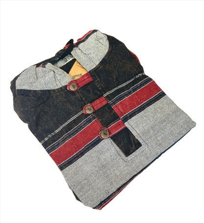 Striped Cotton Block Print Pullover Hoodie