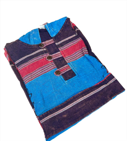 Striped Cotton Block Print Pullover Hoodie