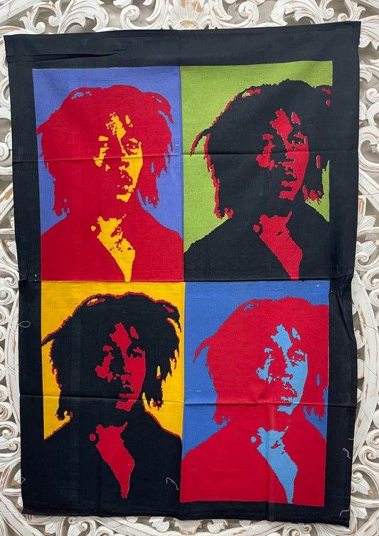Hand printed Fabric Poster Bob Marley  Tapestries Wall Hangings