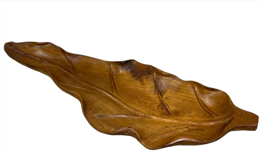 Carved Teak Leaf Serving Plates