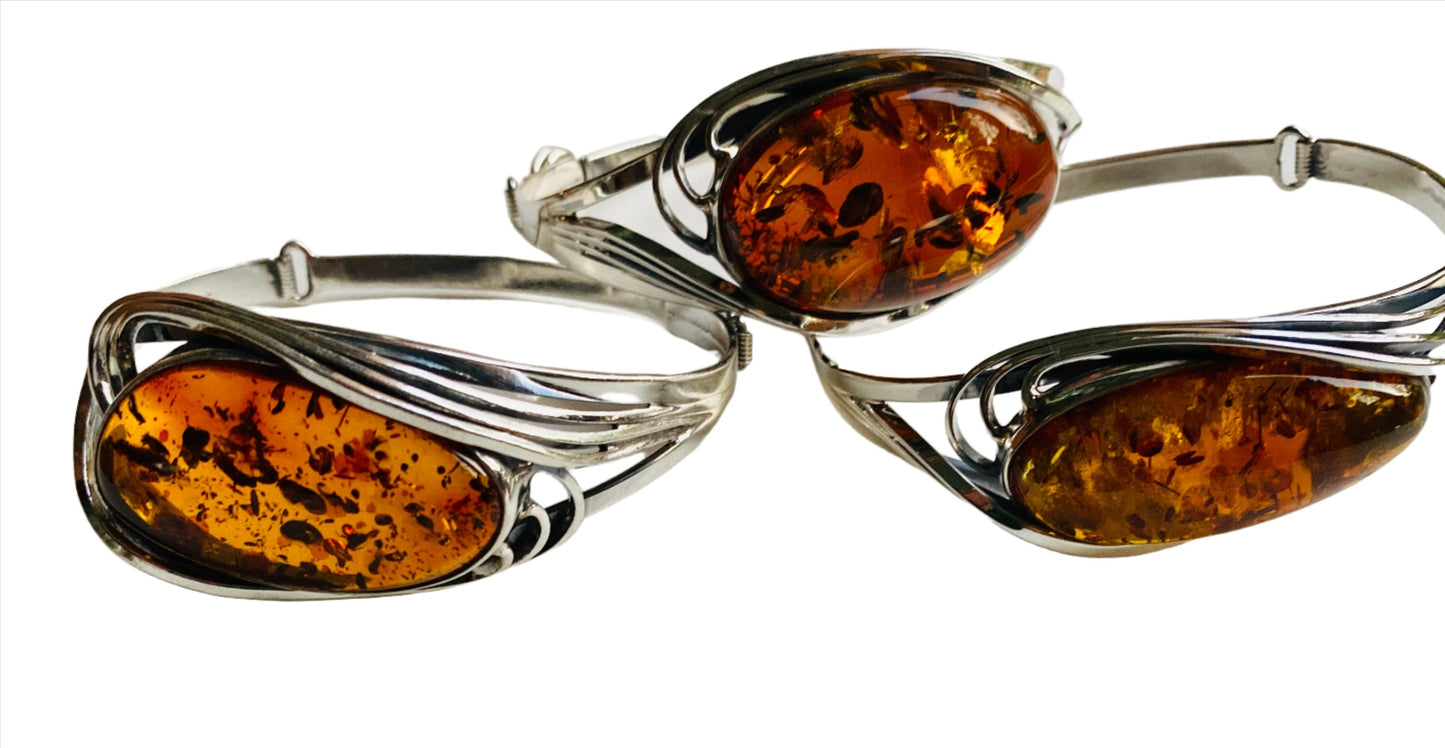 Sterling Silver Amber Bracelets Twist