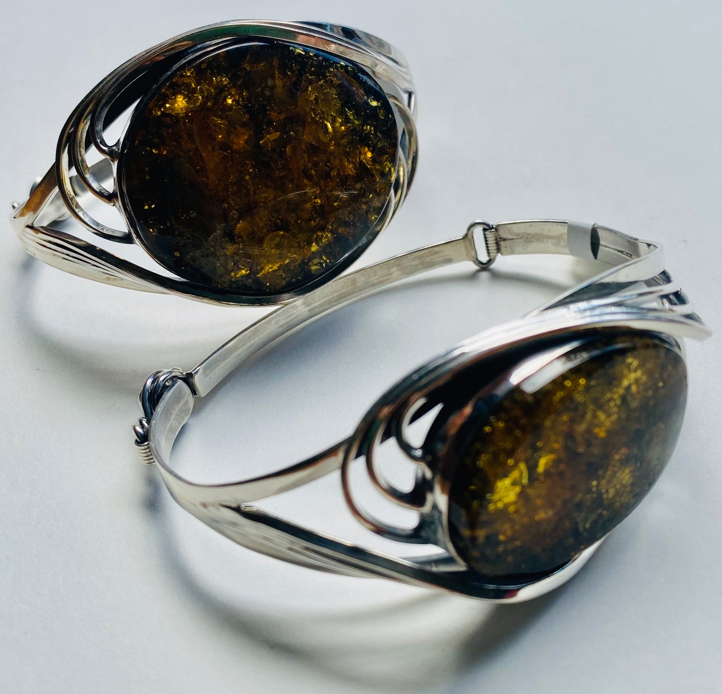 Sterling Silver Green Amber Bracelets Twist