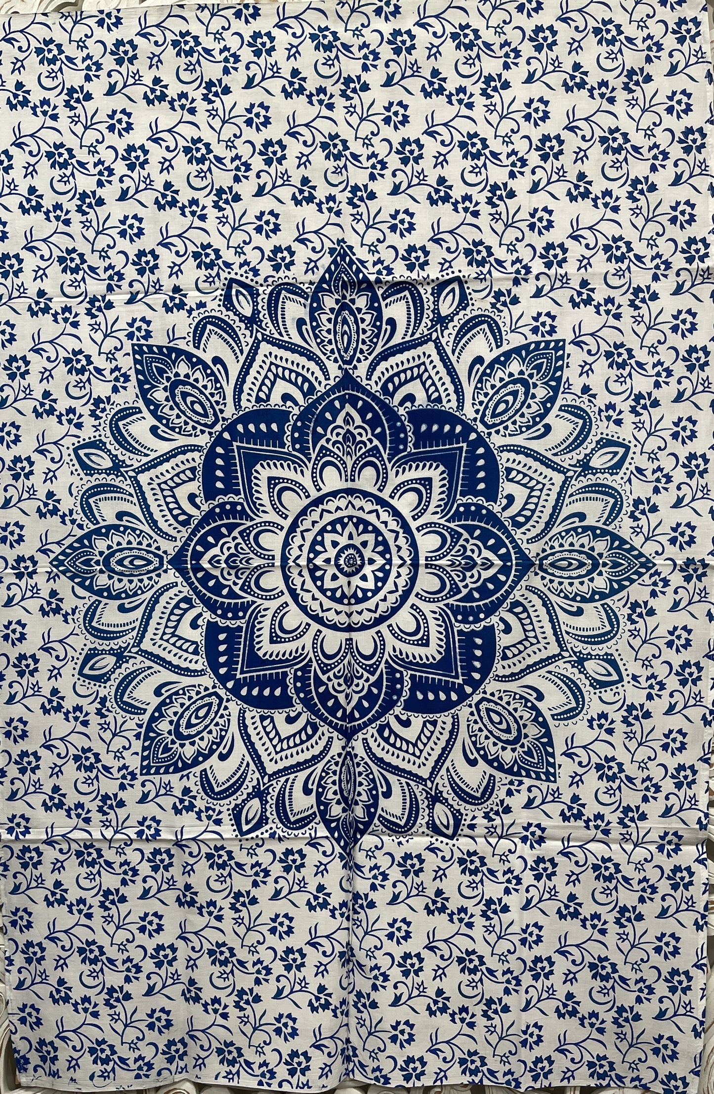 Hand printed Floral Mandala Fabric Poster Tapestries- 3 Colors Available