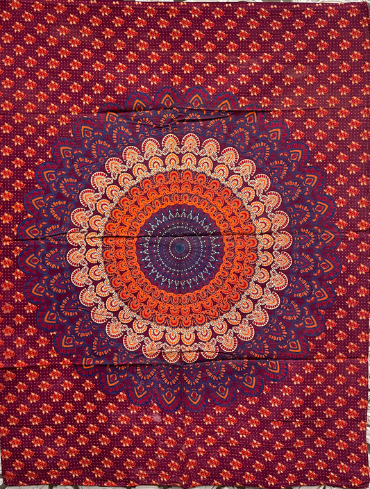 Hand printed Bhagru Print Fabric Poster Tapestries- 4 Colors Available