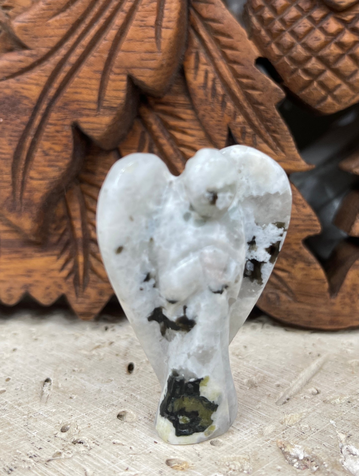 Carved Rainbow Moonstone Angels from India