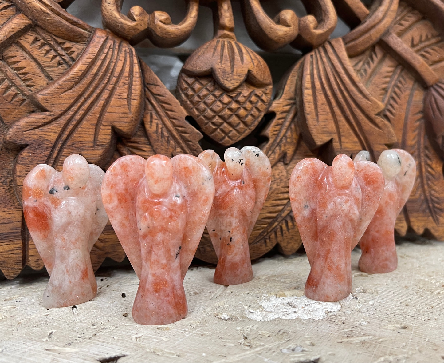 Carved Sunstone Angels from India