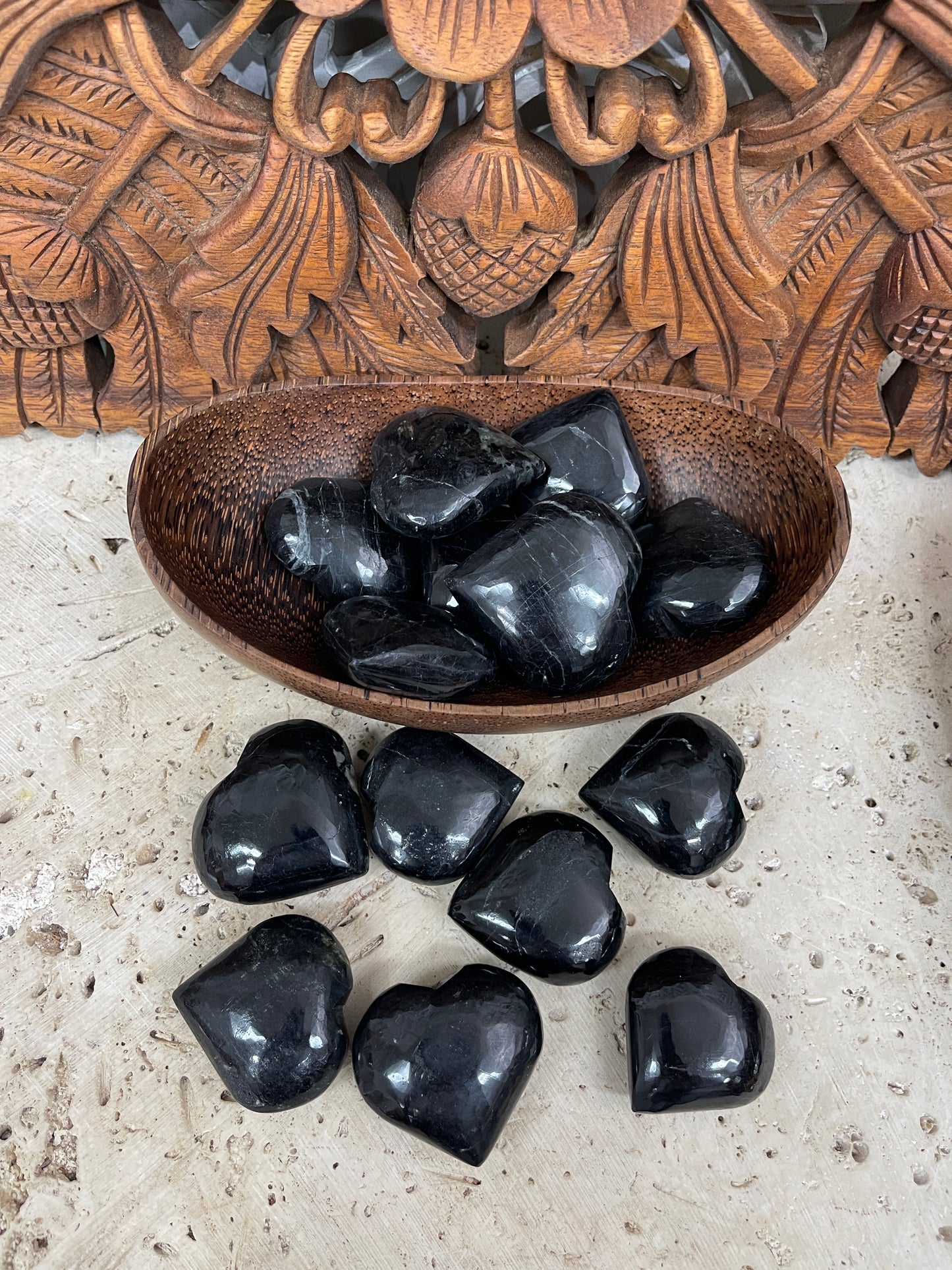 Large Black Tourmaline Hearts
