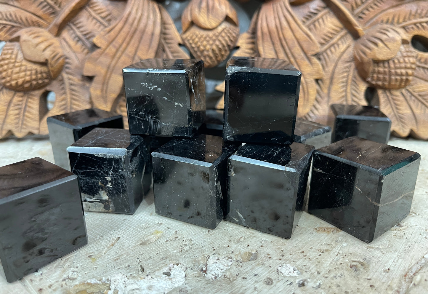 Large Black Tourmaline Cubes from Madagascar