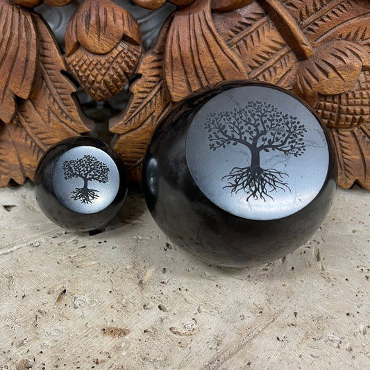 Shungite Tree of Life Engraved Spheres