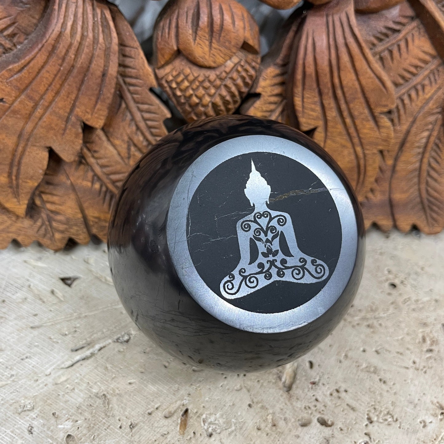 Shungite Buddha Engraved Spheres