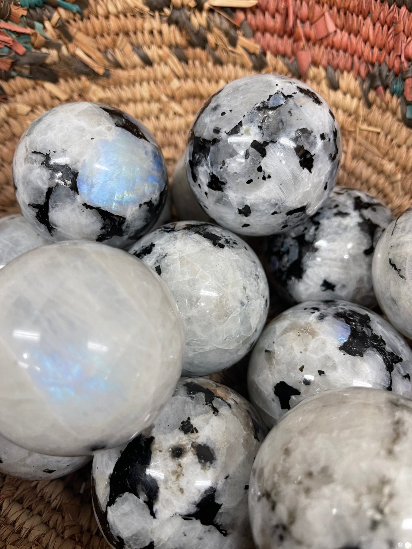 Natural Rainbow Moonstone Spheres