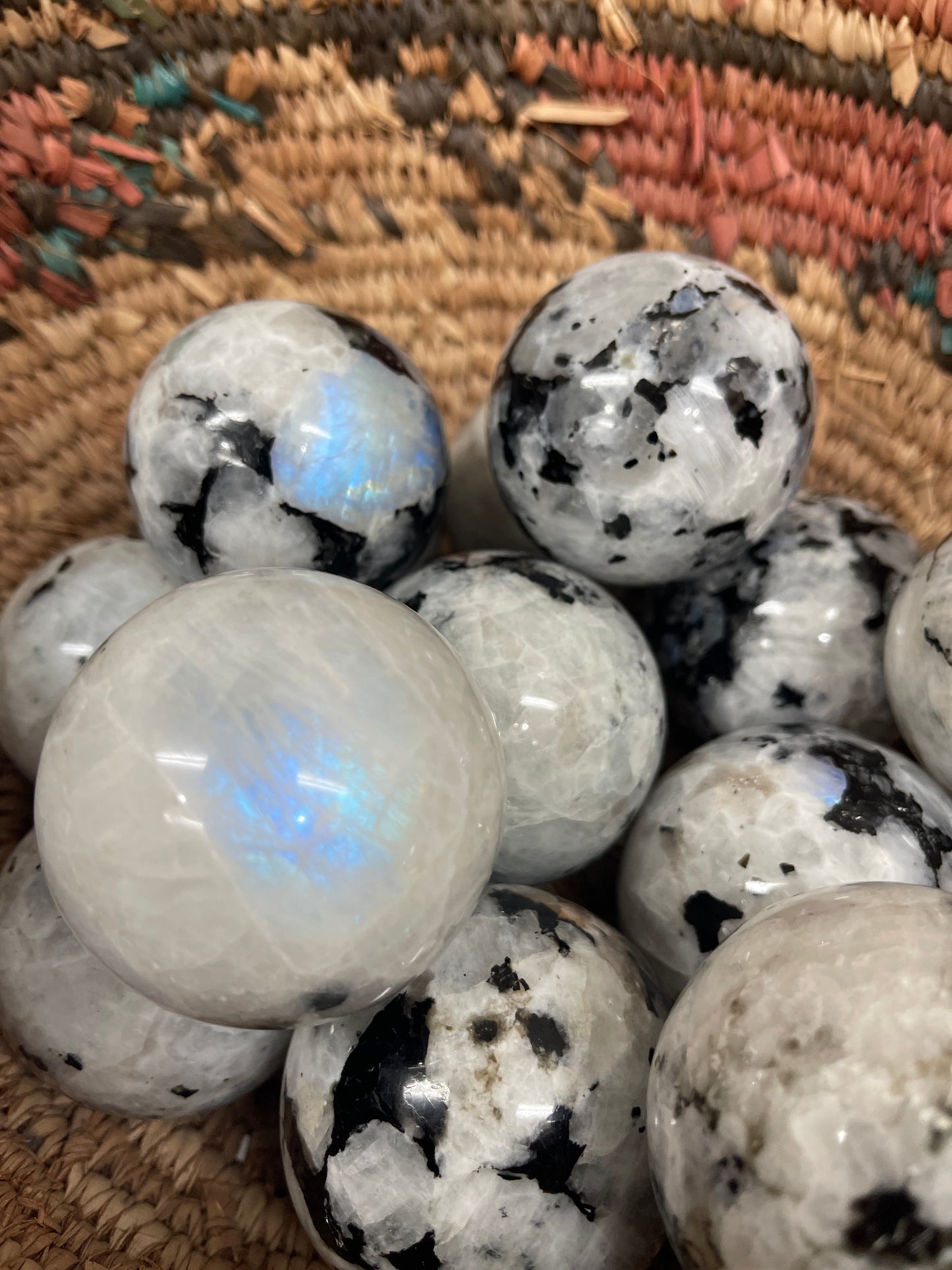 Natural Rainbow Moonstone Spheres