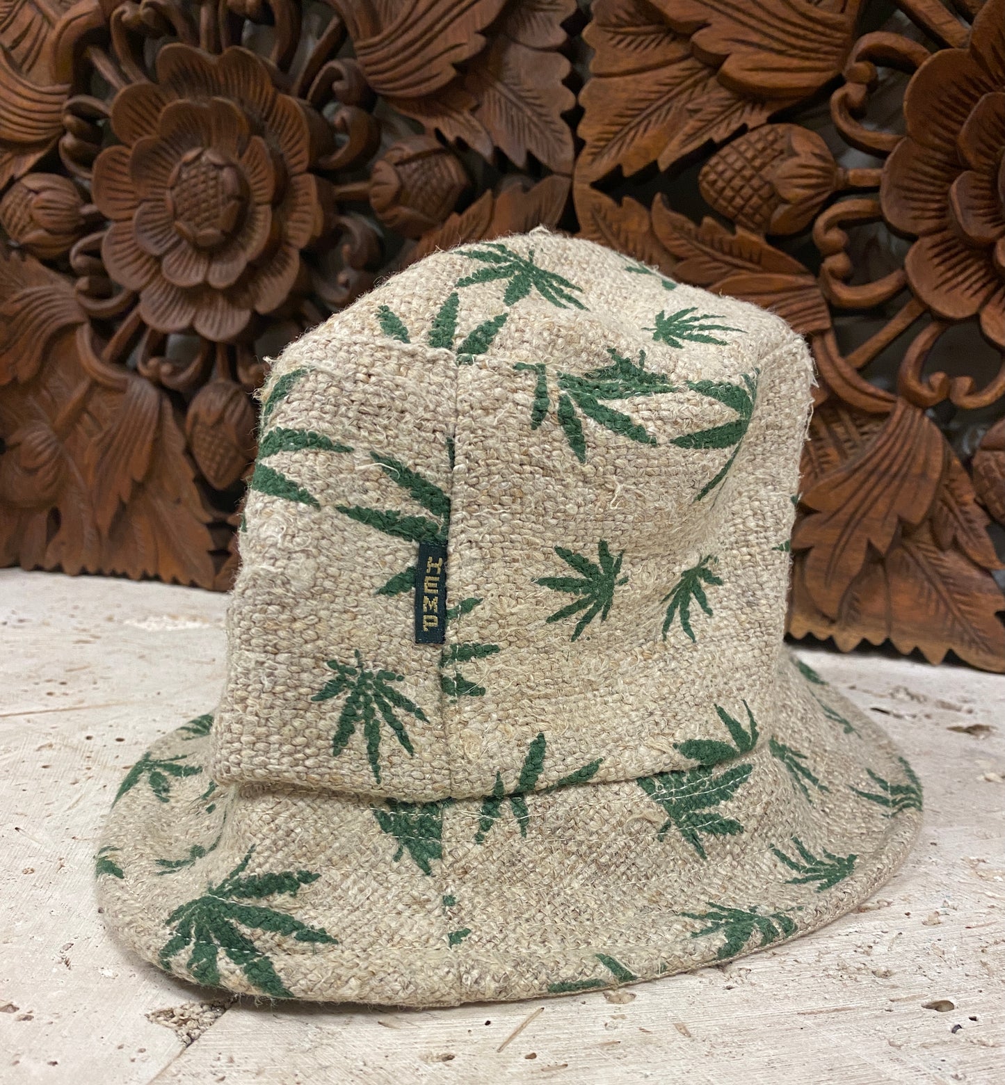 Hemp Bucket Hat with Cannabis leaf Print